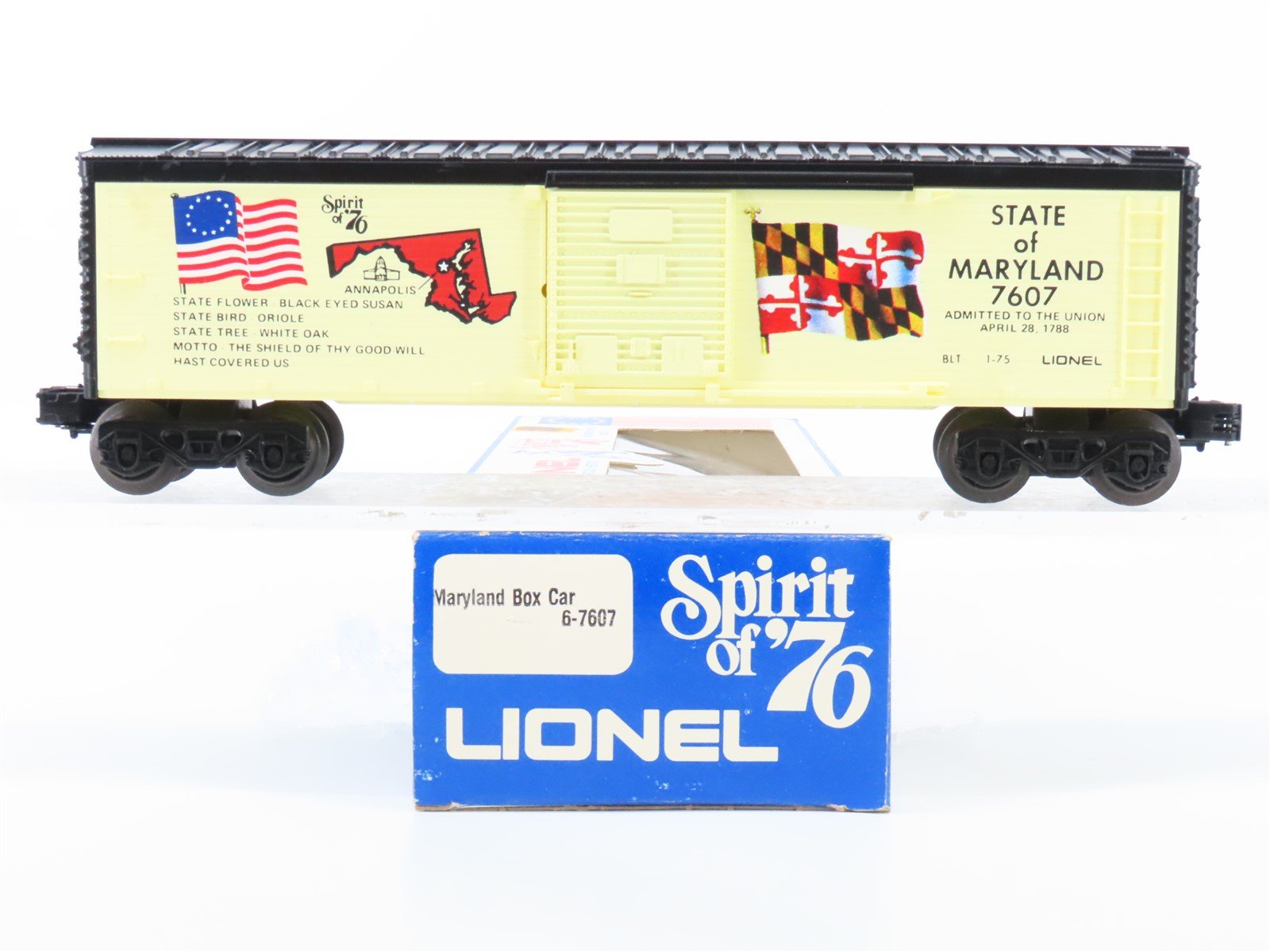 O Gauge 3-Rail Lionel 6-7607 State of Maryland Single Door Box Car #7607