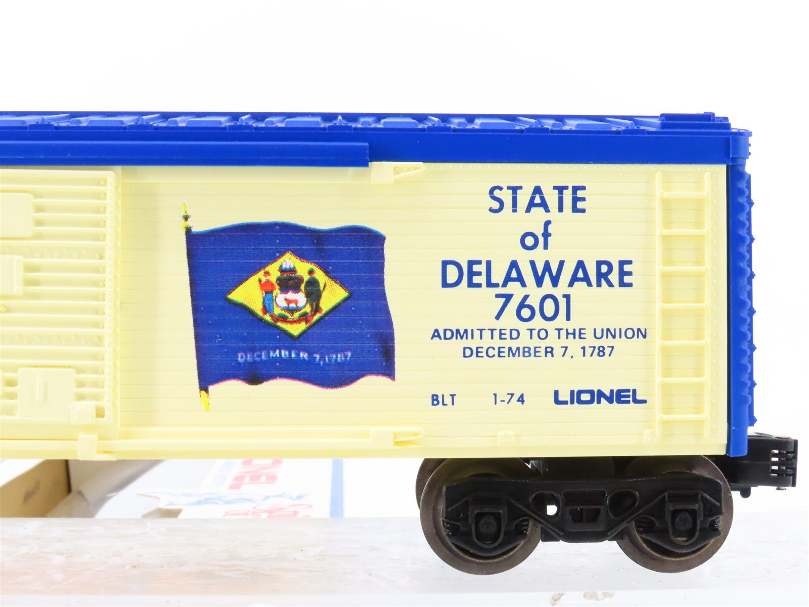 O Gauge 3-Rail Lionel 6-7601 State of Delaware Single Door Box Car #7601