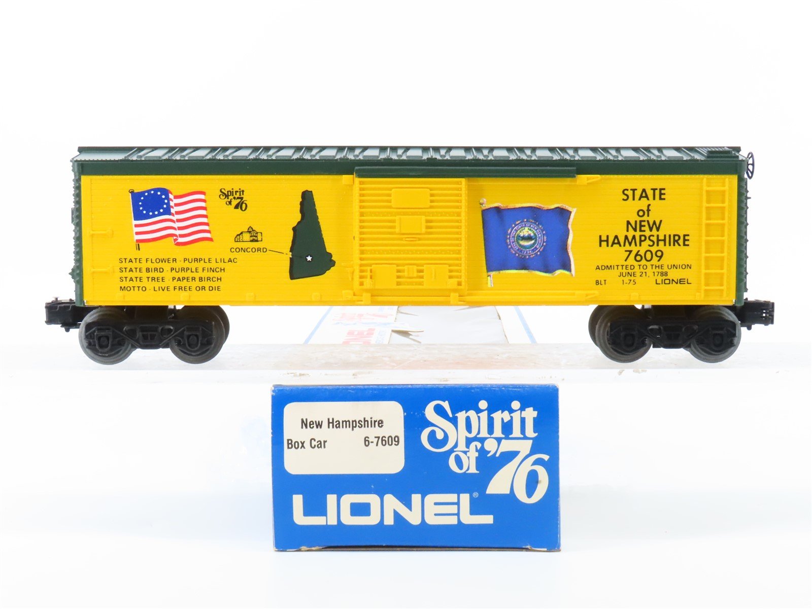 O Gauge 3-Rail Lionel 6-7609 State of New Hampshire Single Door Box Car #7609
