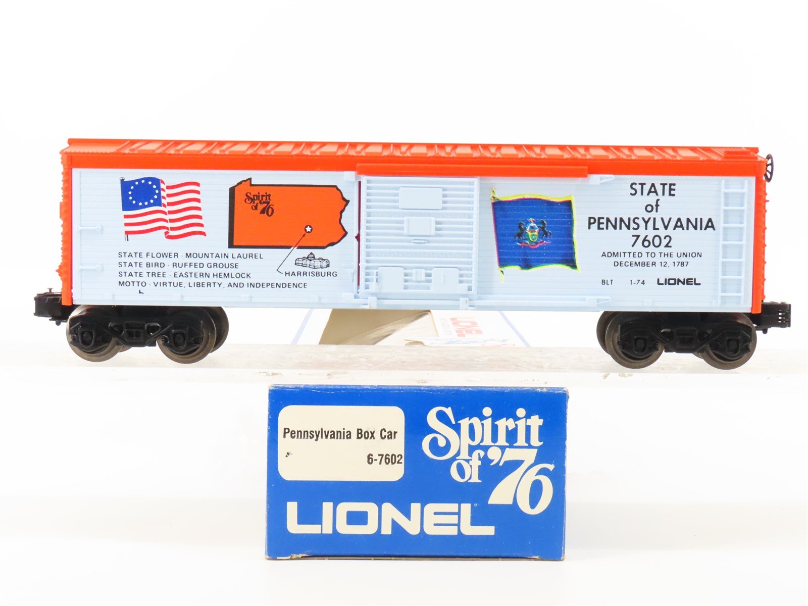 O Gauge 3-Rail Lionel 6-7602 State of Pennsylvania Single Door Box Car #7602