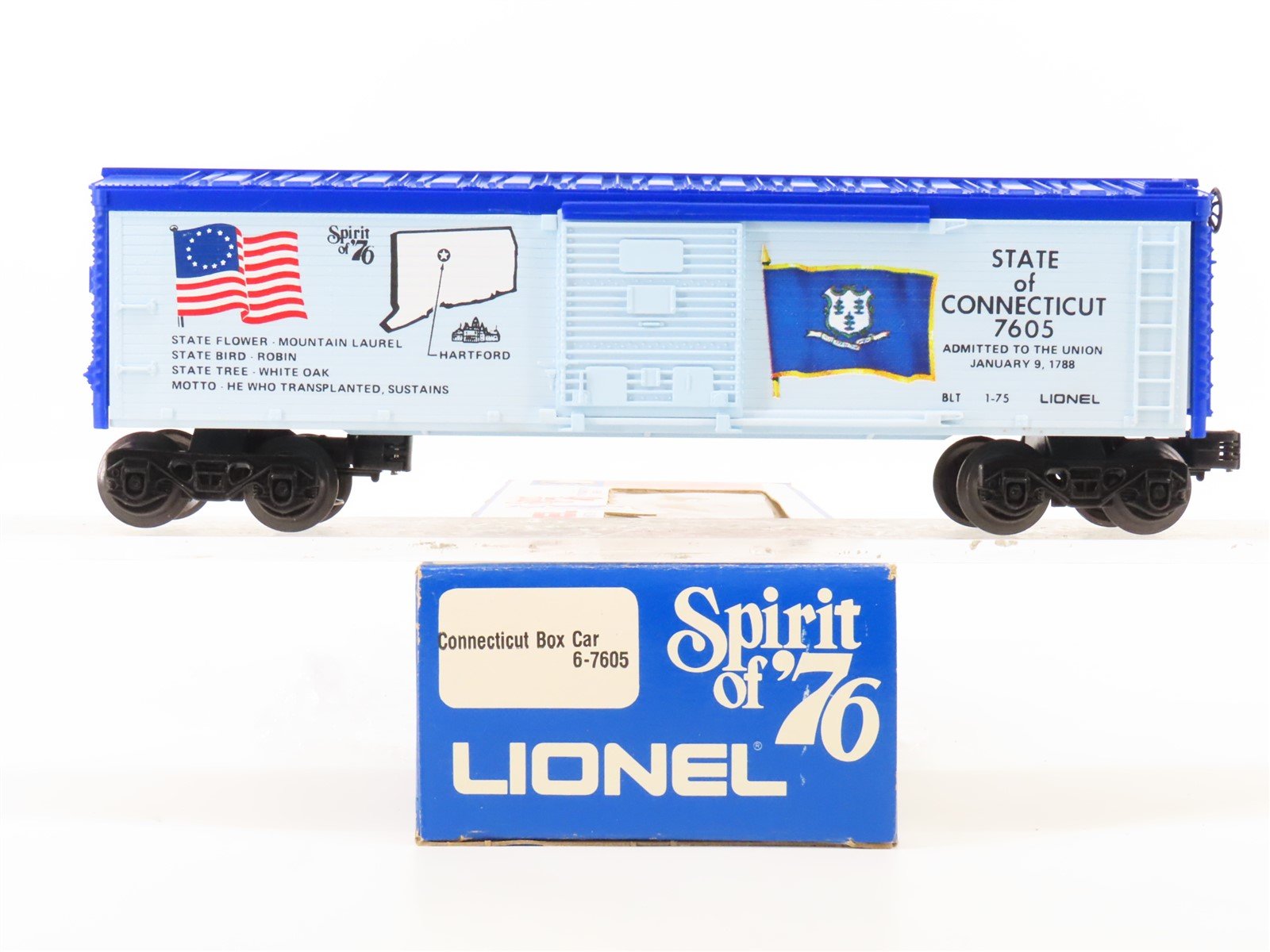 O Gauge 3-Rail Lionel 6-7605 State of Connecticut Single Door Box Car #7605