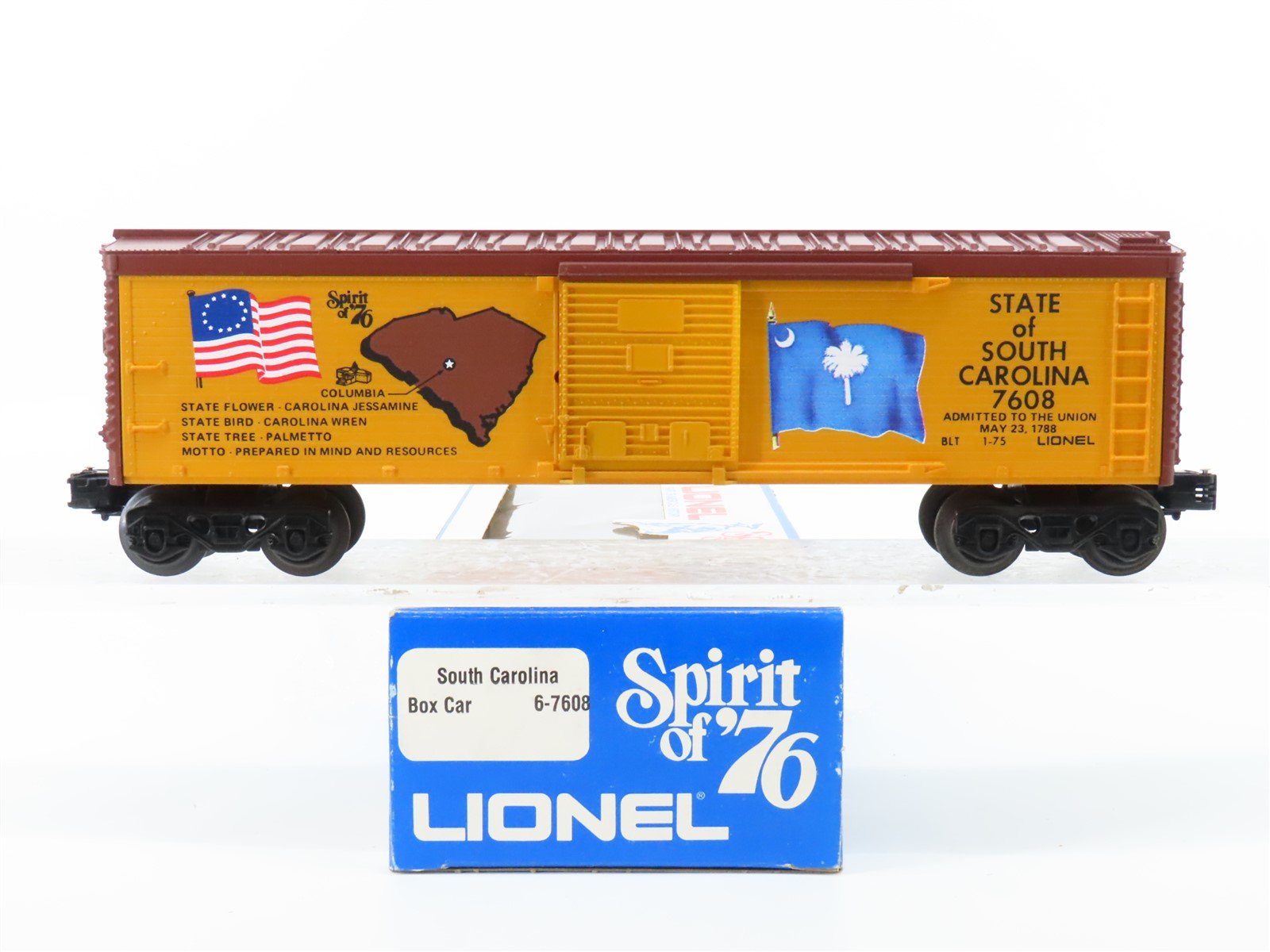 O Gauge 3-Rail Lionel 6-7608 State of South Carolina Single Door Box Car #7608