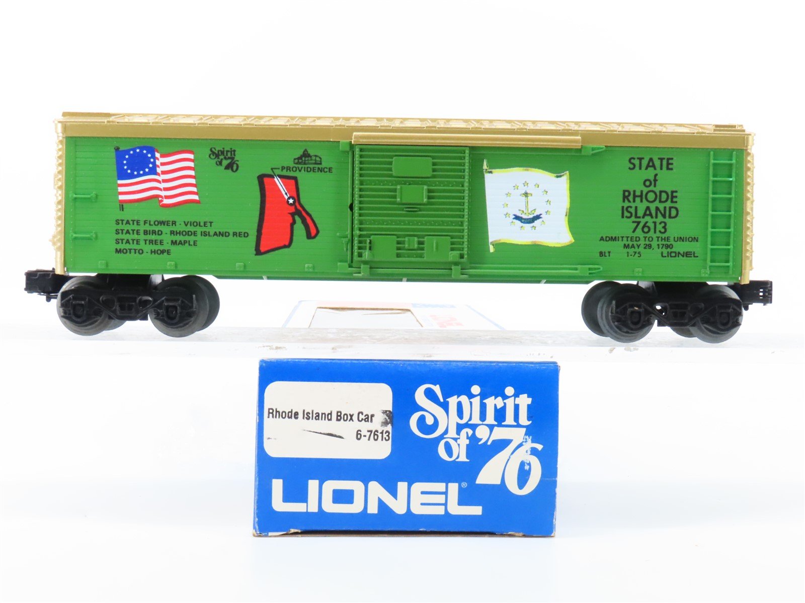 O Gauge 3-Rail Lionel 6-7613 State of Rhode Island Single Door Box Car #7613