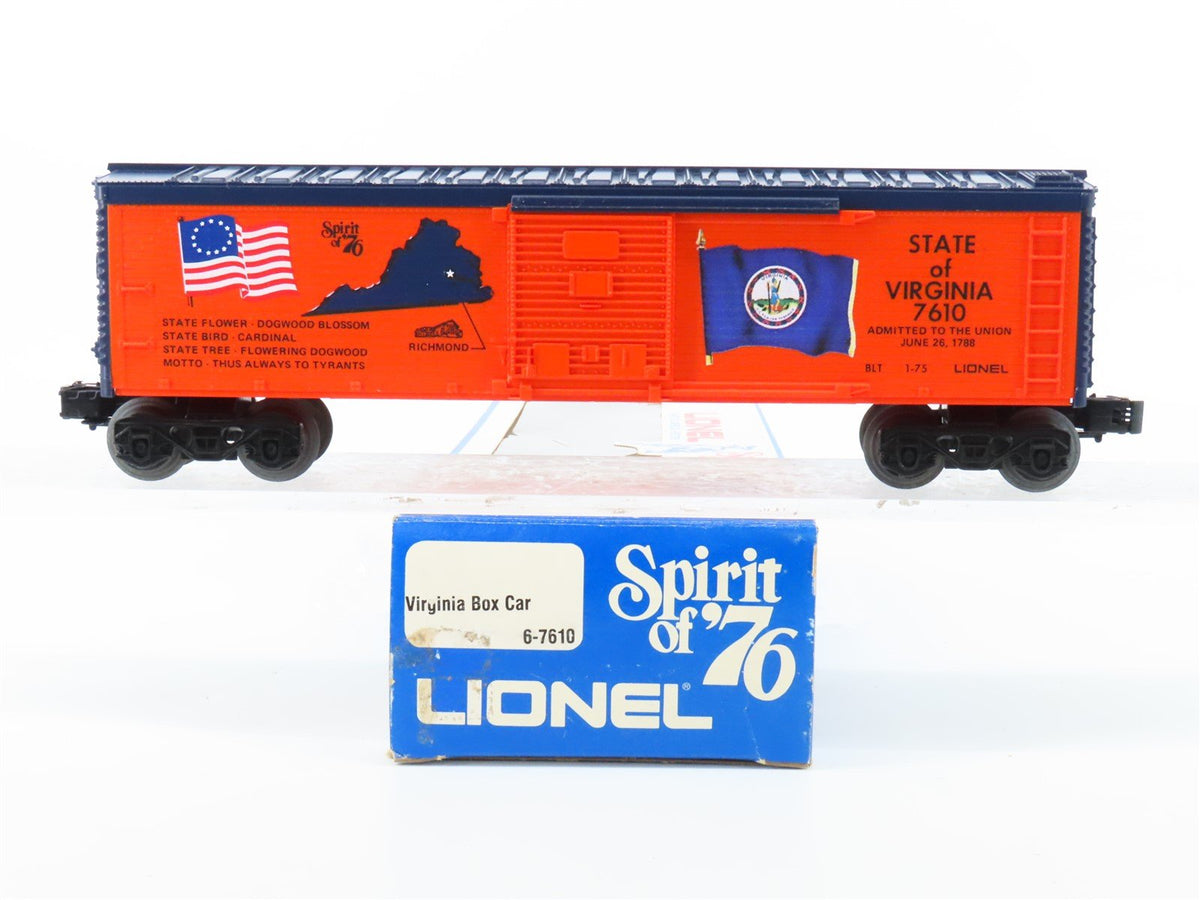 O Gauge 3-Rail Lionel 6-7610 State of Virginia Single Door Box Car #7610