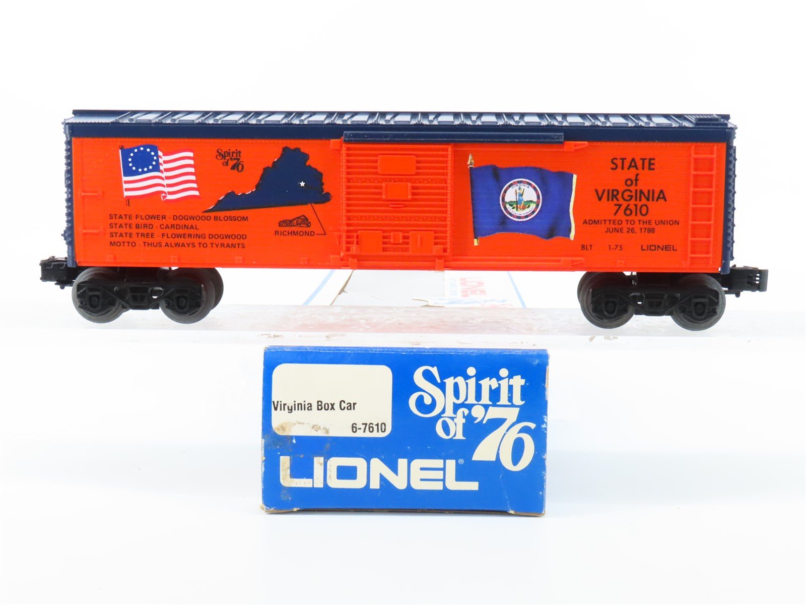 O Gauge 3-Rail Lionel 6-7610 State of Virginia Single Door Box Car #7610