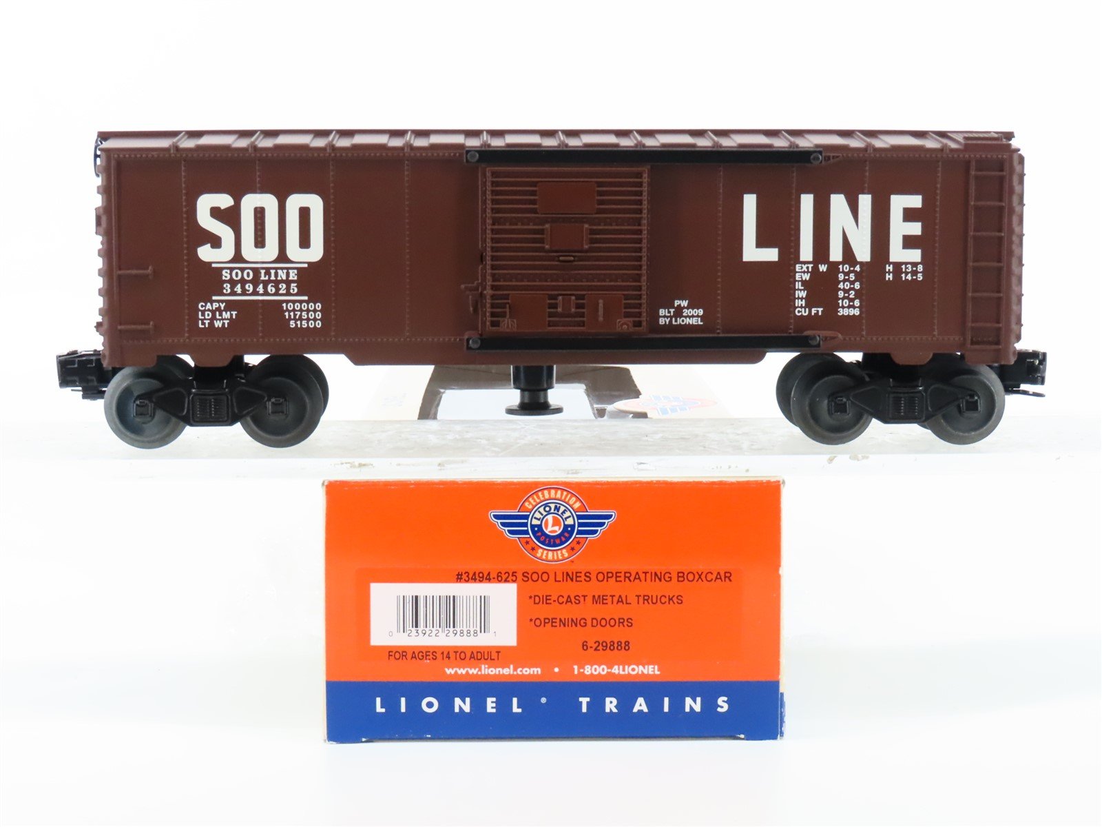 O Gauge 3-Rail Lionel Postwar 6-29888 SOO Line Operating Box Car #3494625
