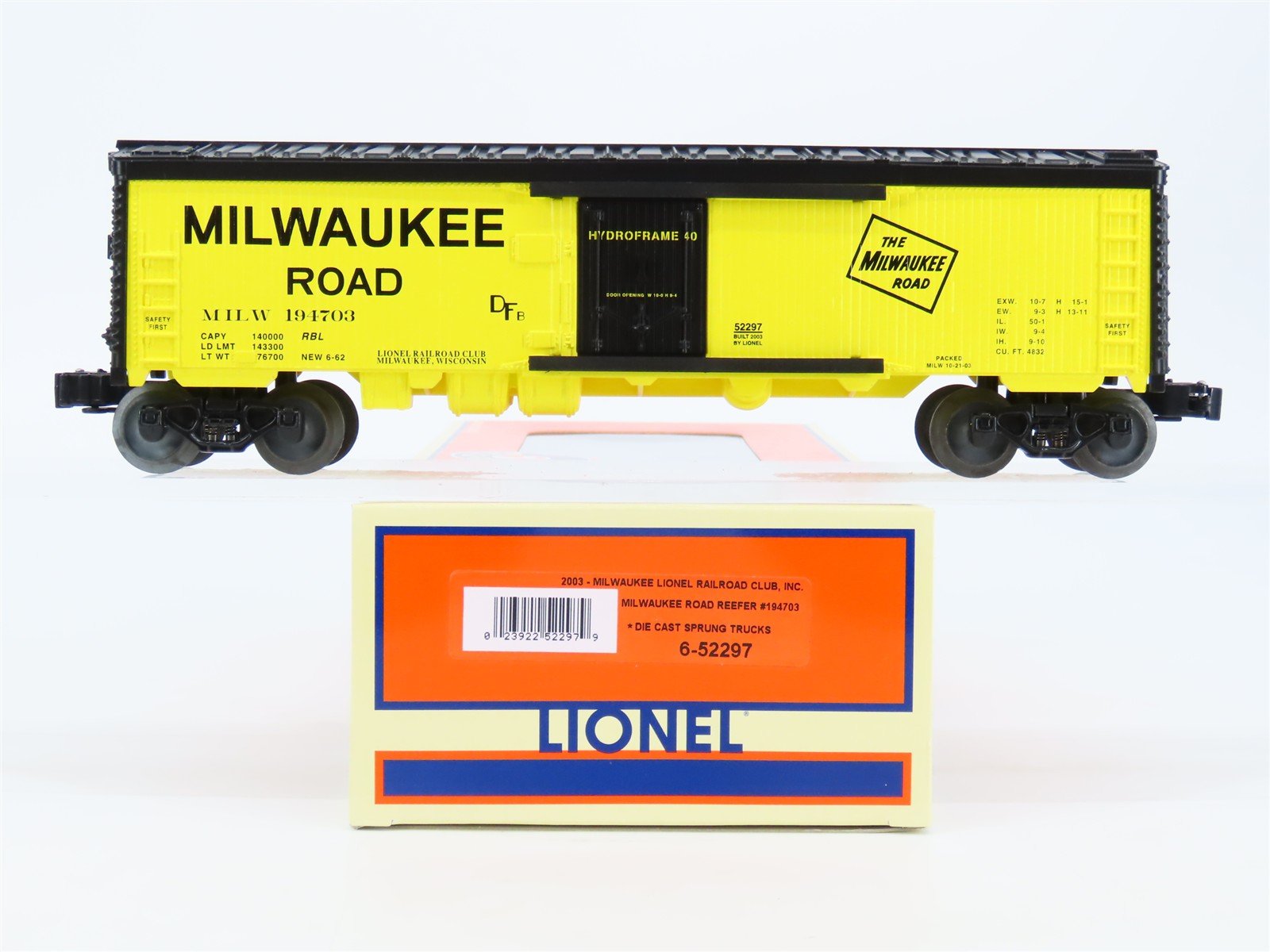 O Gauge 3-Rail Lionel 6-52297 MILW Milwaukee Lionel Railroad Club Reefer 194703