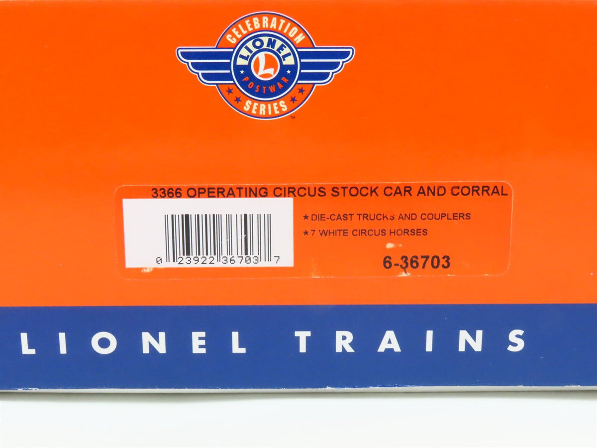 O Gauge 3-Rail Lionel 6-36703 Operating Circus Stock Car and Corral