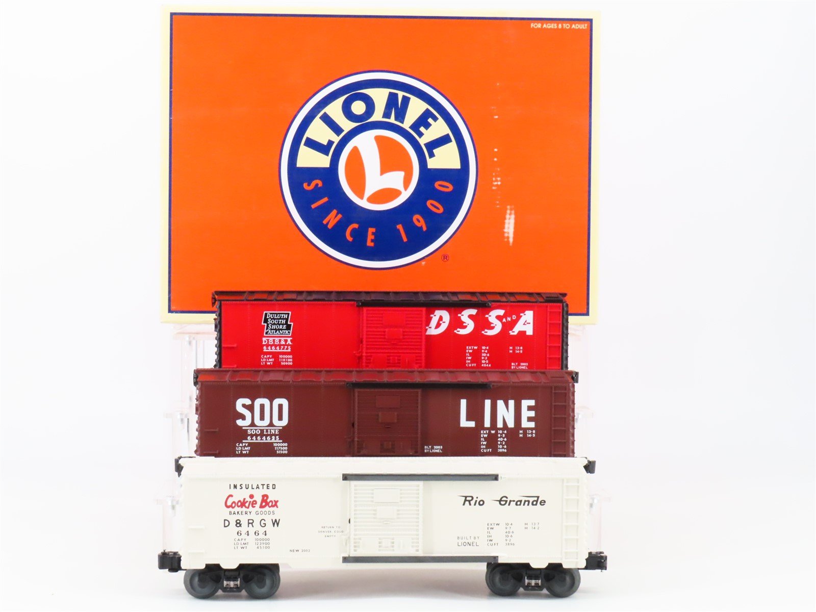 O Gauge 3-Rail Lionel 6-39242 6464 Archive SOO, D&RGW, DSS&A Box Car 3 Pack