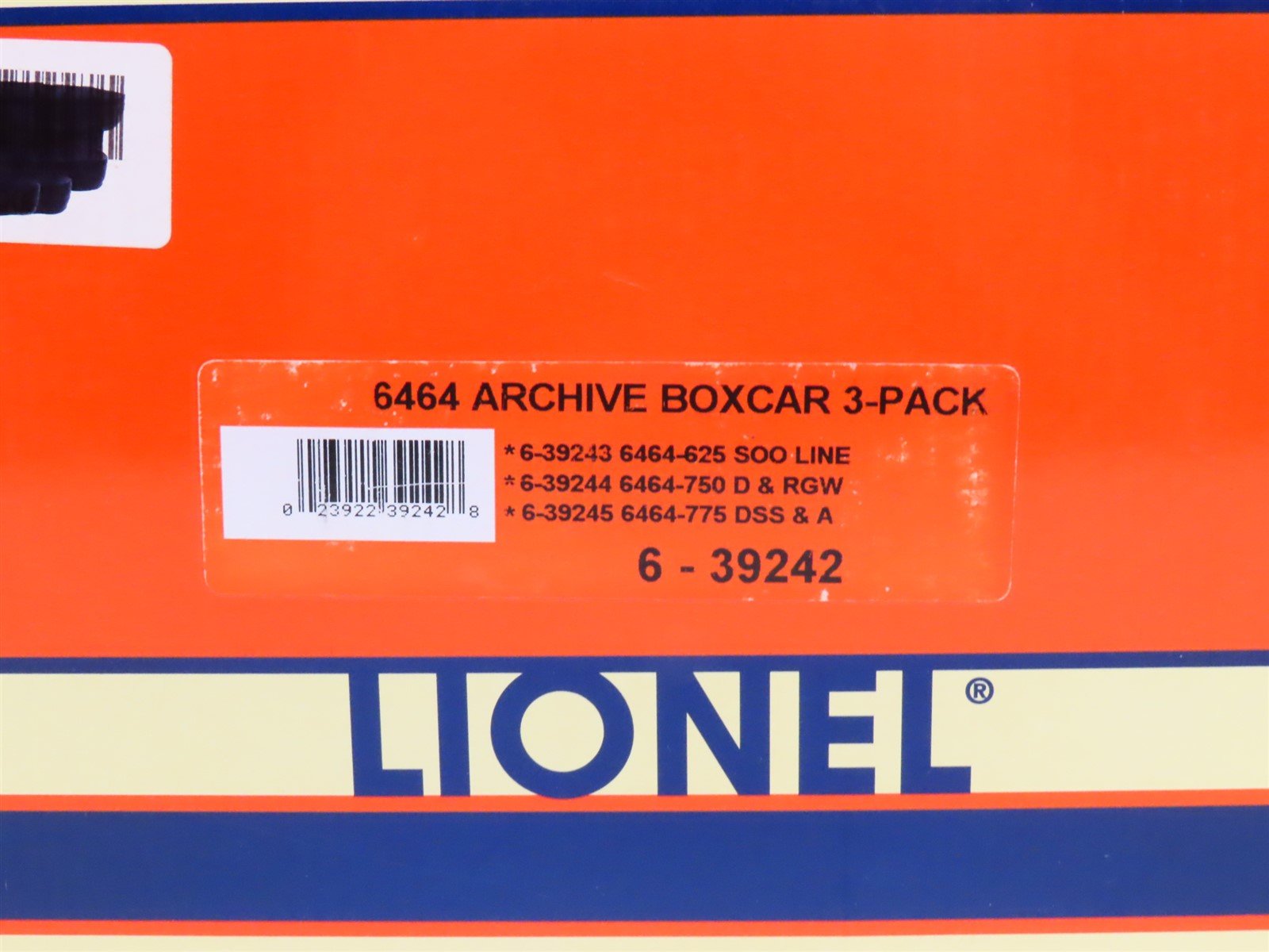O Gauge 3-Rail Lionel 6-39242 6464 Archive SOO, D&RGW, DSS&A Box Car 3 Pack