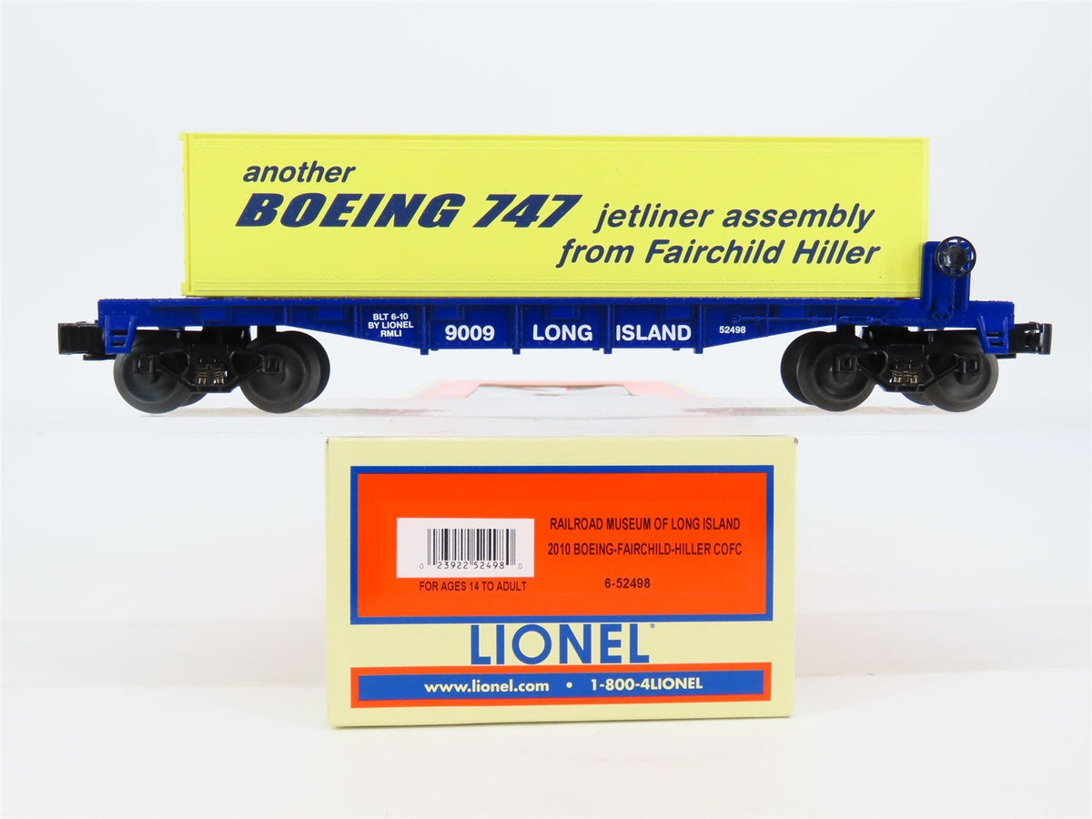 O Gauge 3-Rail Lionel 6-52498 RMLI Long Island Flatcar #9009 w/ Boeing Container