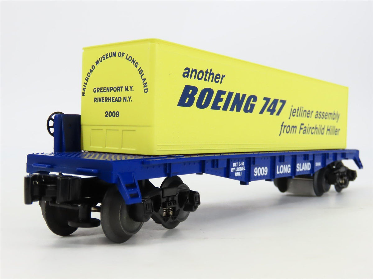 O Gauge 3-Rail Lionel 6-52498 RMLI Long Island Flatcar #9009 w/ Boeing Container