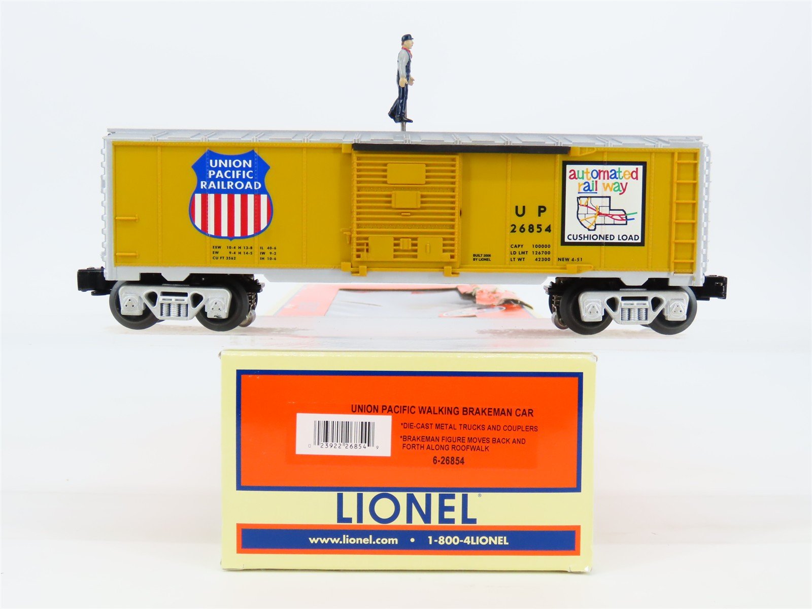 O Gauge 3-Rail Lionel 6-26854 UP Union Pacific Walking Brakeman Boxcar #26854