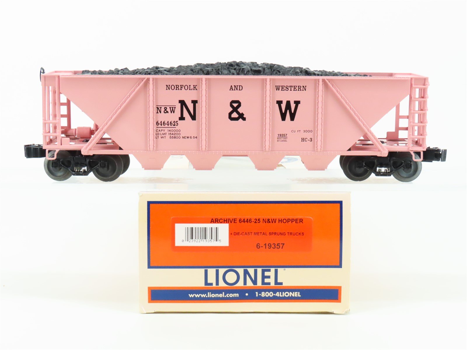 O Gauge 3-Rail Lionel 6464 6-19357 N&W Norfolk & Western 4 Bay Hopper w/Load