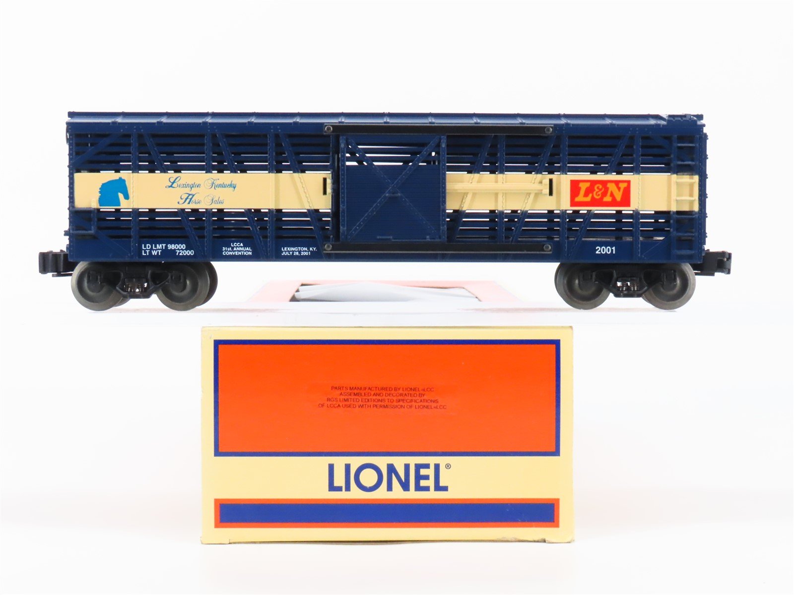 O Gauge 3-Rail Lionel L&N Lexington Kentucky Horse Sales Stock Car #2001