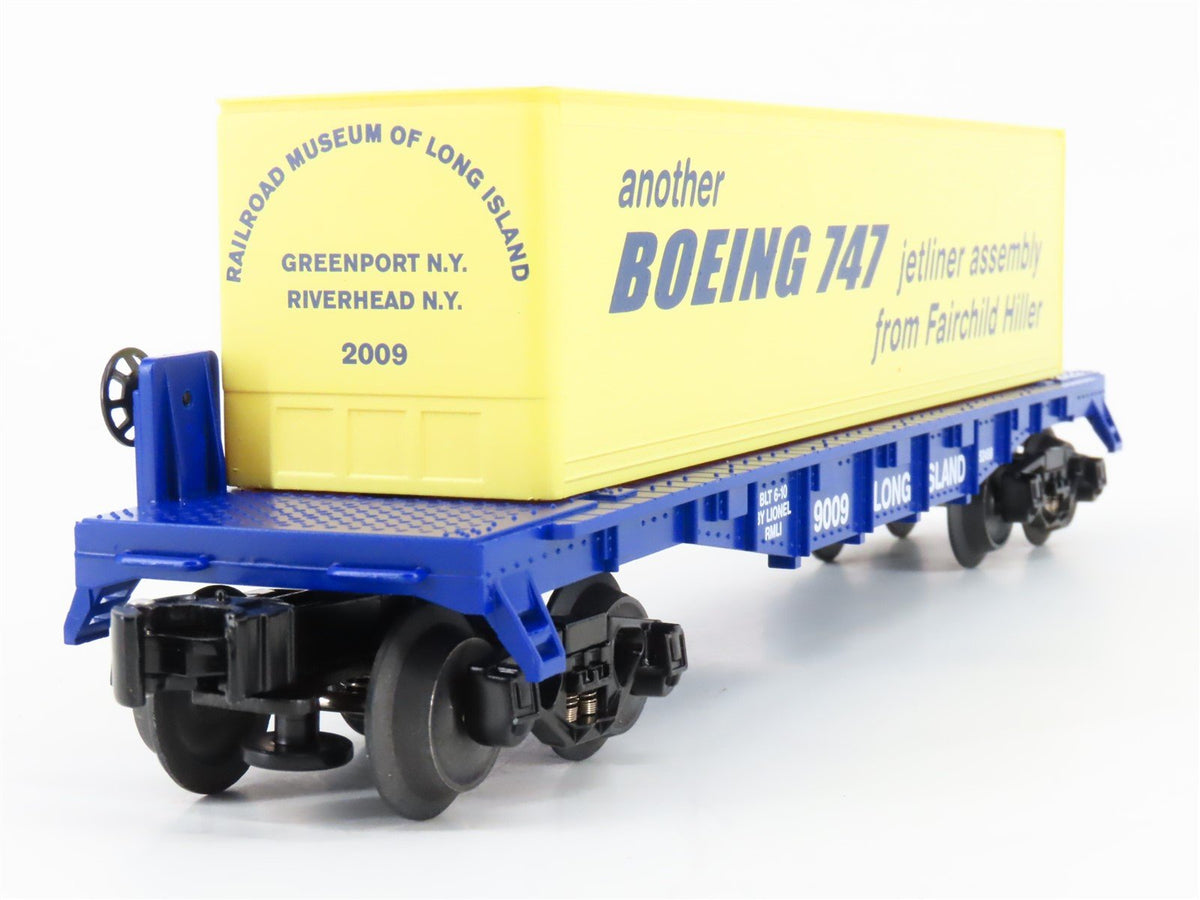 O Gauge 3-Rail Lionel 6-52498 RMLI Long Island Flatcar #9009 w/ Boeing Container