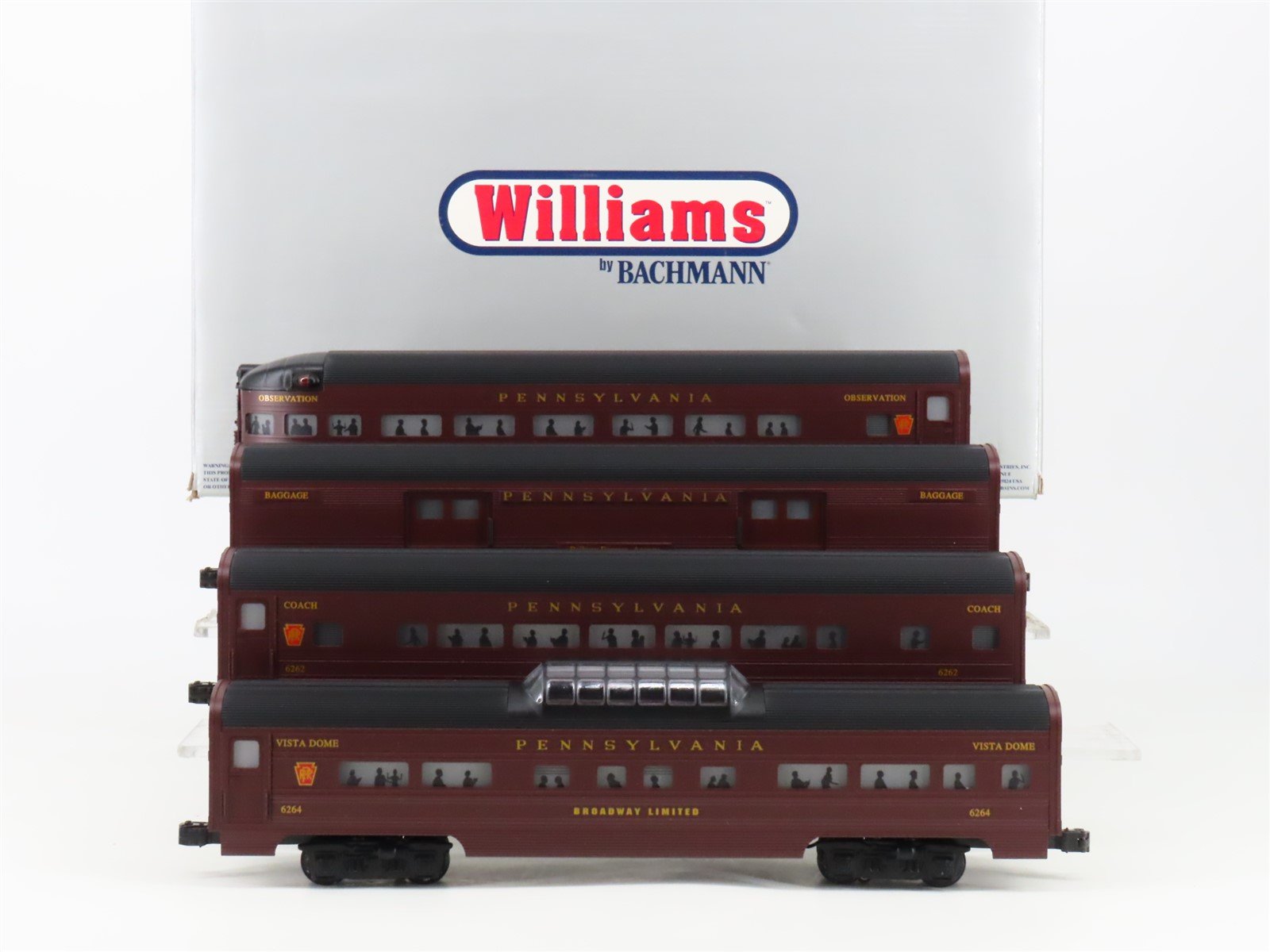 O Gauge 3-Rail Williams 43056 PRR Pennsylvania 60' Aluminum Passenger 4-Car Set