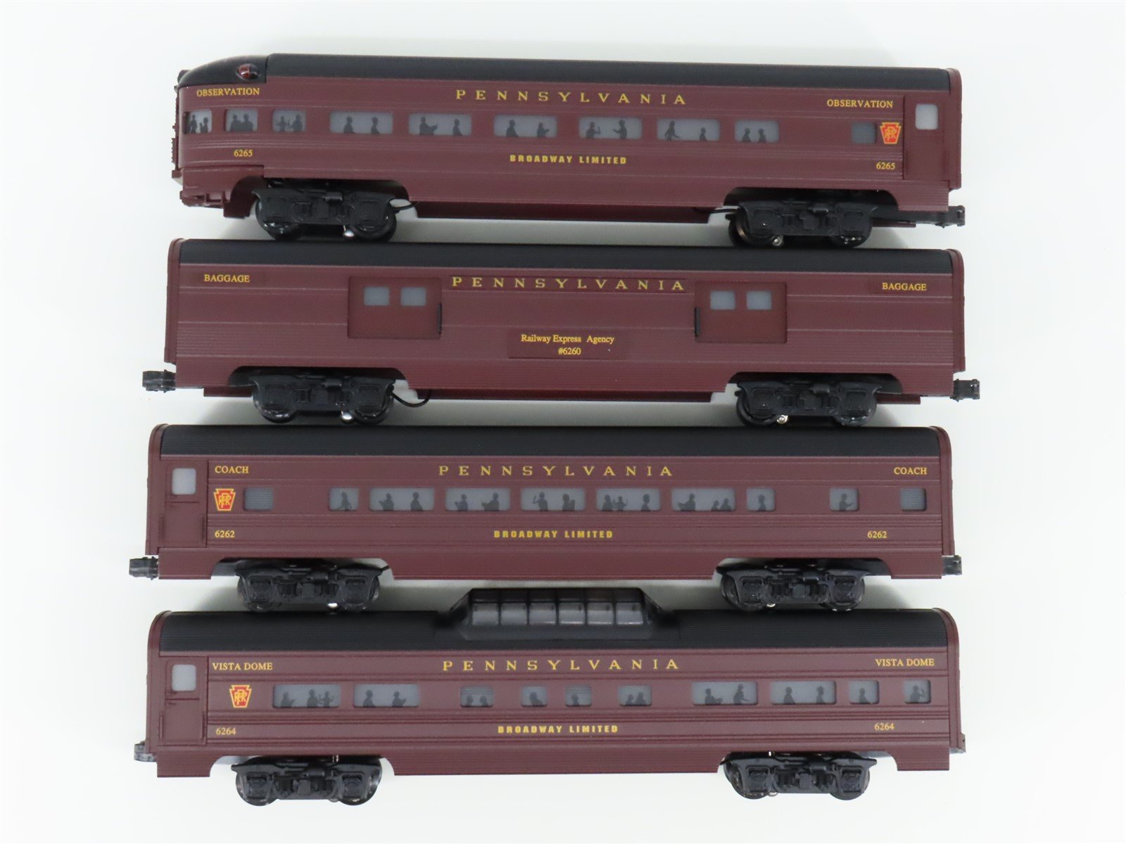 O Gauge 3-Rail Williams 43056 PRR Pennsylvania 60' Aluminum Passenger 4-Car Set