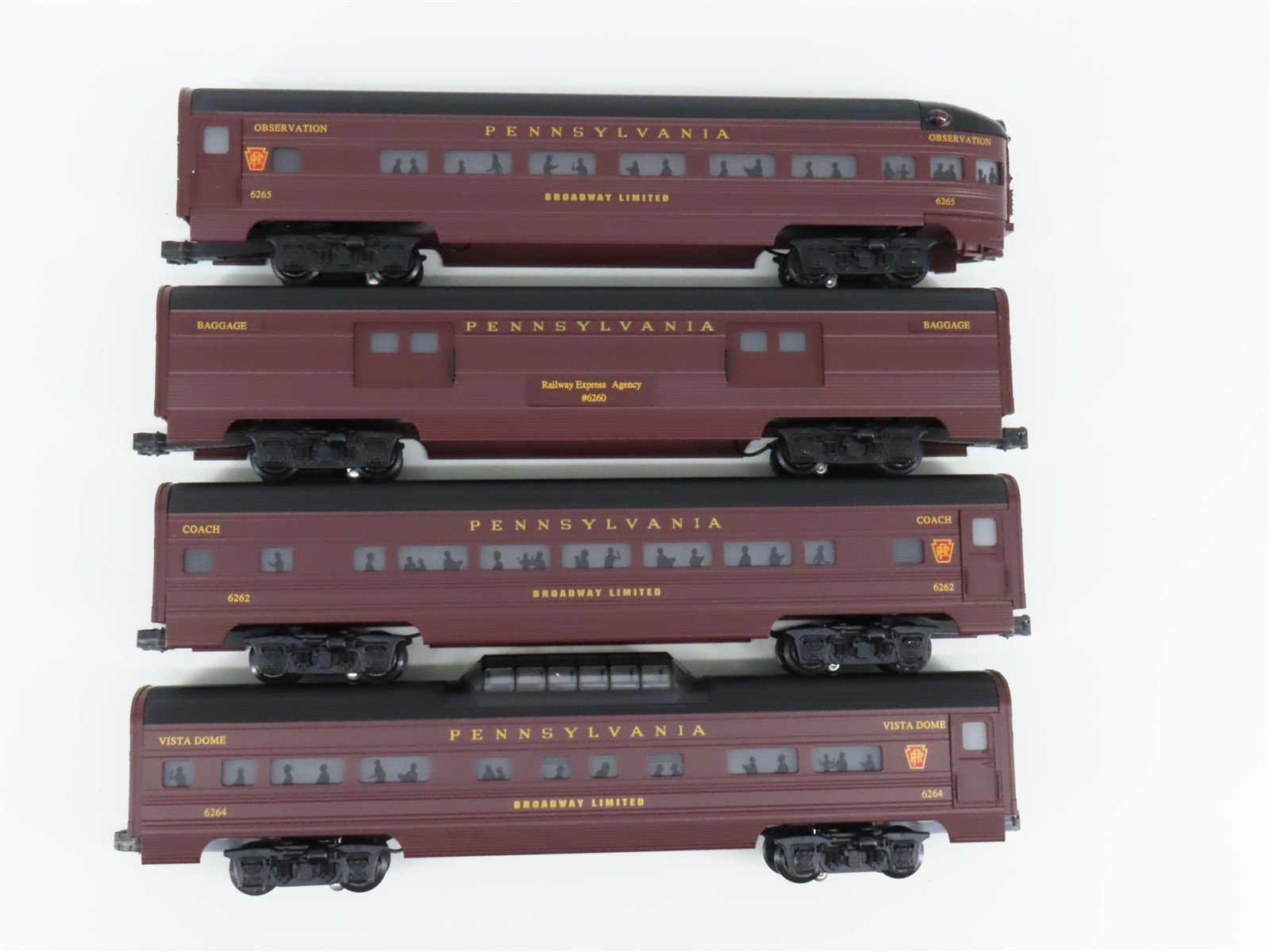 O Gauge 3-Rail Williams 43056 PRR Pennsylvania 60' Aluminum Passenger 4-Car Set