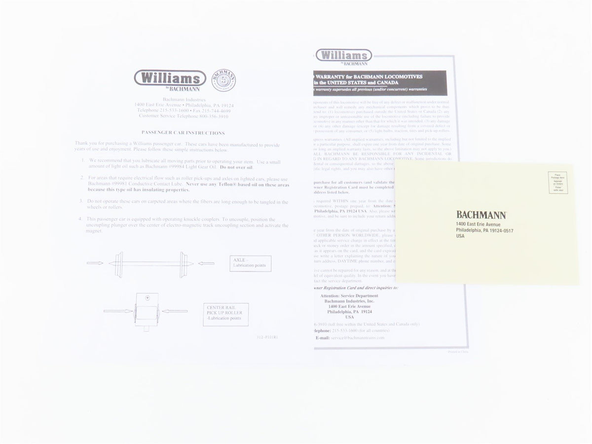 O Gauge 3-Rail Williams 43056 PRR Pennsylvania 60&#39; Aluminum Passenger 4-Car Set
