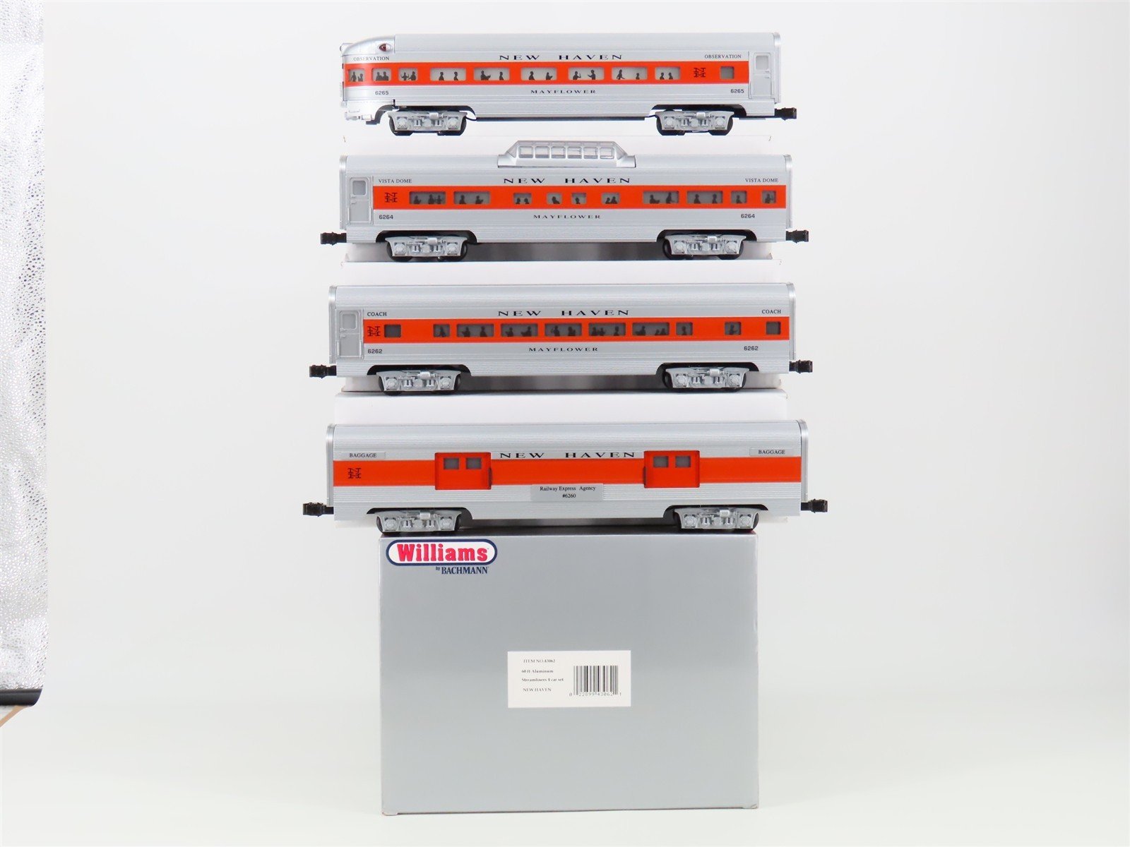 O Gauge 3-Rail Williams Bachmann 43062 NH New Haven Aluminum Passenger 4 Car Set