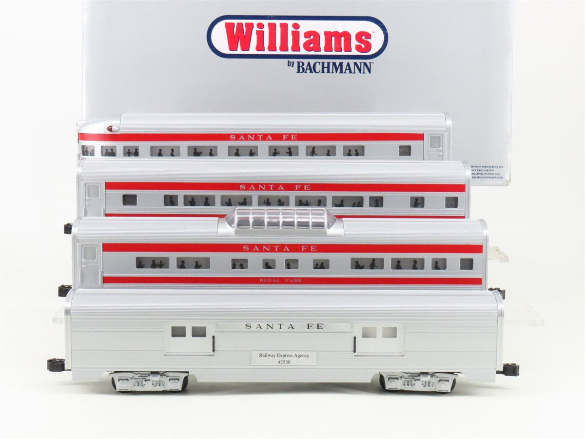 O Gauge 3-Rail Williams 43098 ATSF Santa Fe 60&#39; Aluminum Passenger 4-Car Set