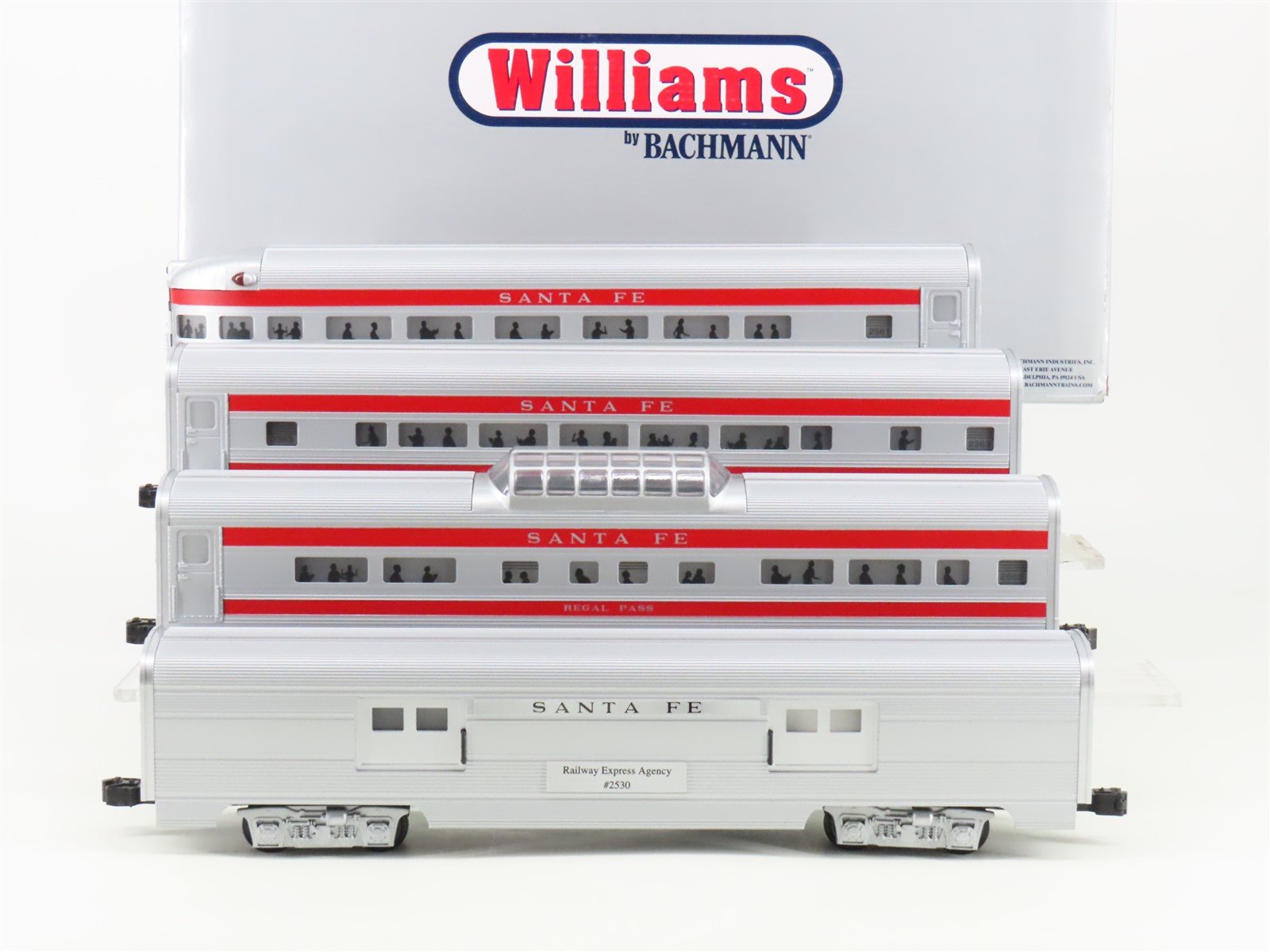 O Gauge 3-Rail Williams 43098 ATSF Santa Fe 60' Aluminum Passenger 4-Car Set