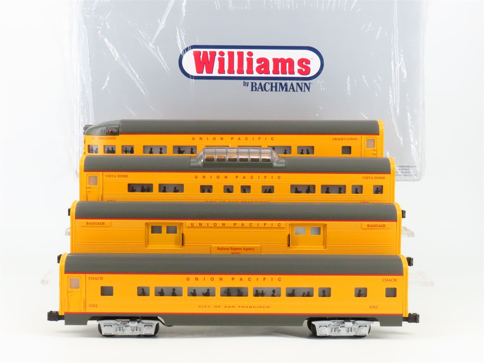O Gauge 3-Rail Williams 43069 UP Union Pacific 60' Aluminum Passenger 4-Car Set