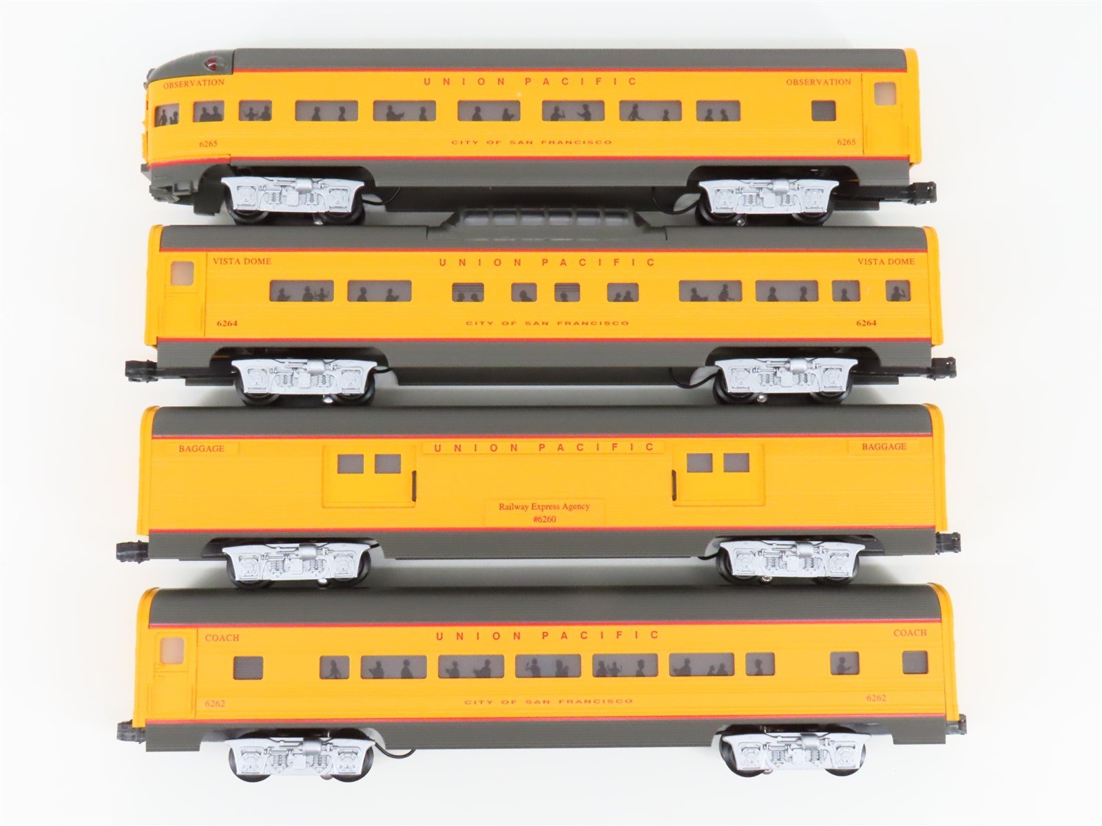 O Gauge 3-Rail Williams 43069 UP Union Pacific 60' Aluminum Passenger 4-Car Set