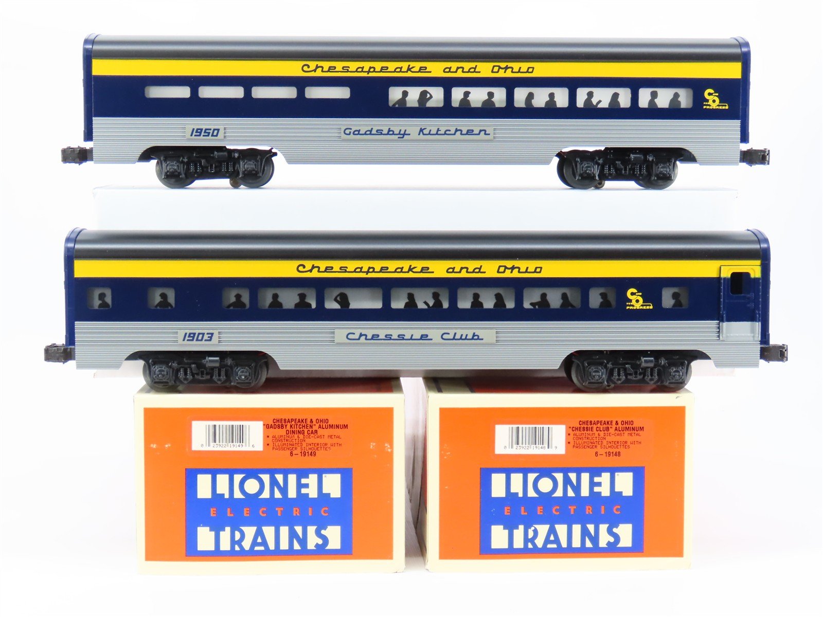 O Gauge 3-Rail Lionel 6-19164 C&O Chesapeake & Ohio Aluminum Passenger 2 Pack