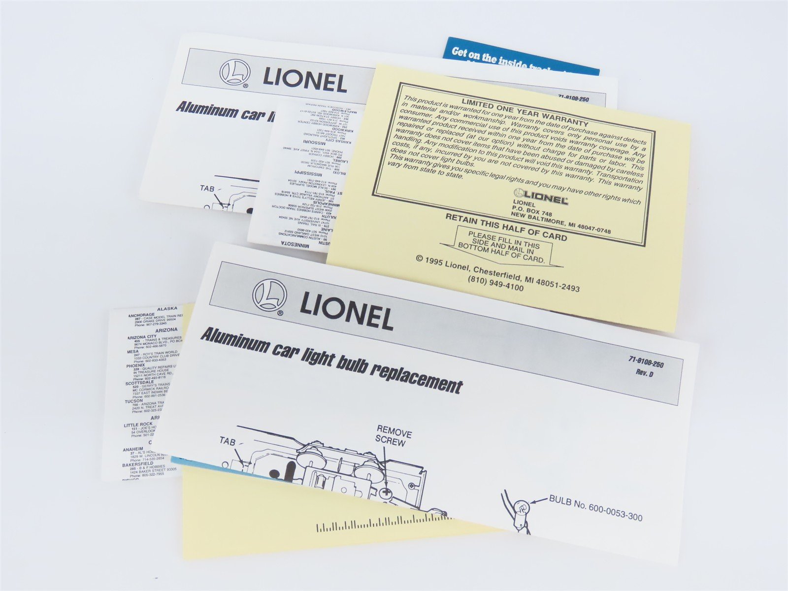 O Gauge 3-Rail Lionel 6-19164 C&O Chesapeake & Ohio Aluminum Passenger 2 Pack