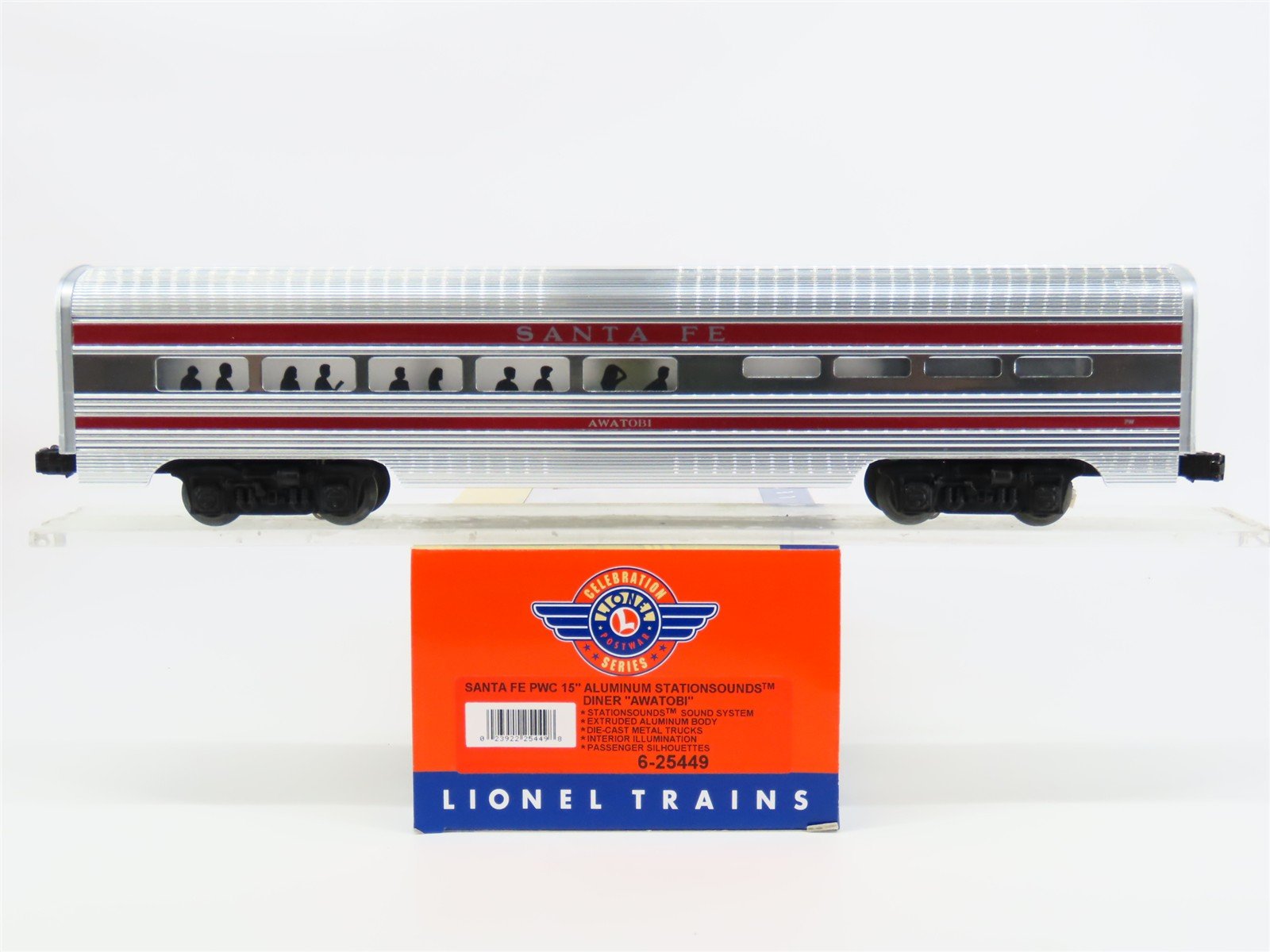 O Gauge 3-Rail Lionel 6-25449 ATSF Santa Fe Stationsounds Diner Passenger Car