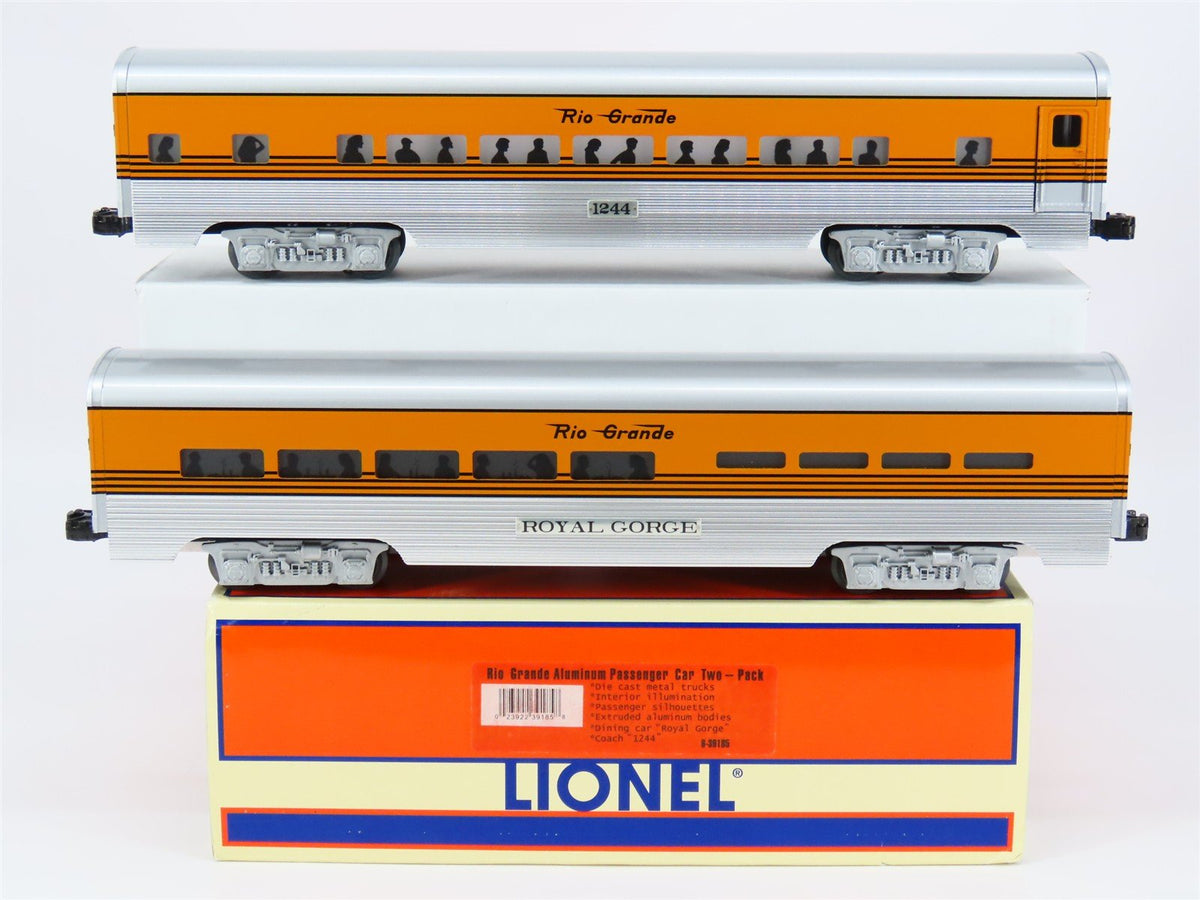O Gauge 3-Rail Lionel 6-39185 D&amp;RG Rio Grande Aluminum Passenger Car 2 Pack