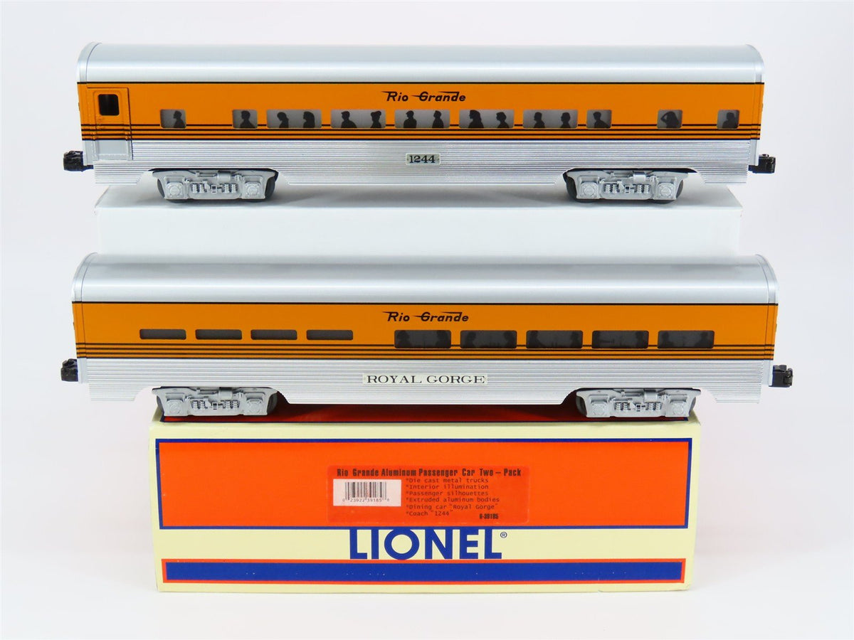 O Gauge 3-Rail Lionel 6-39185 D&amp;RG Rio Grande Aluminum Passenger Car 2 Pack