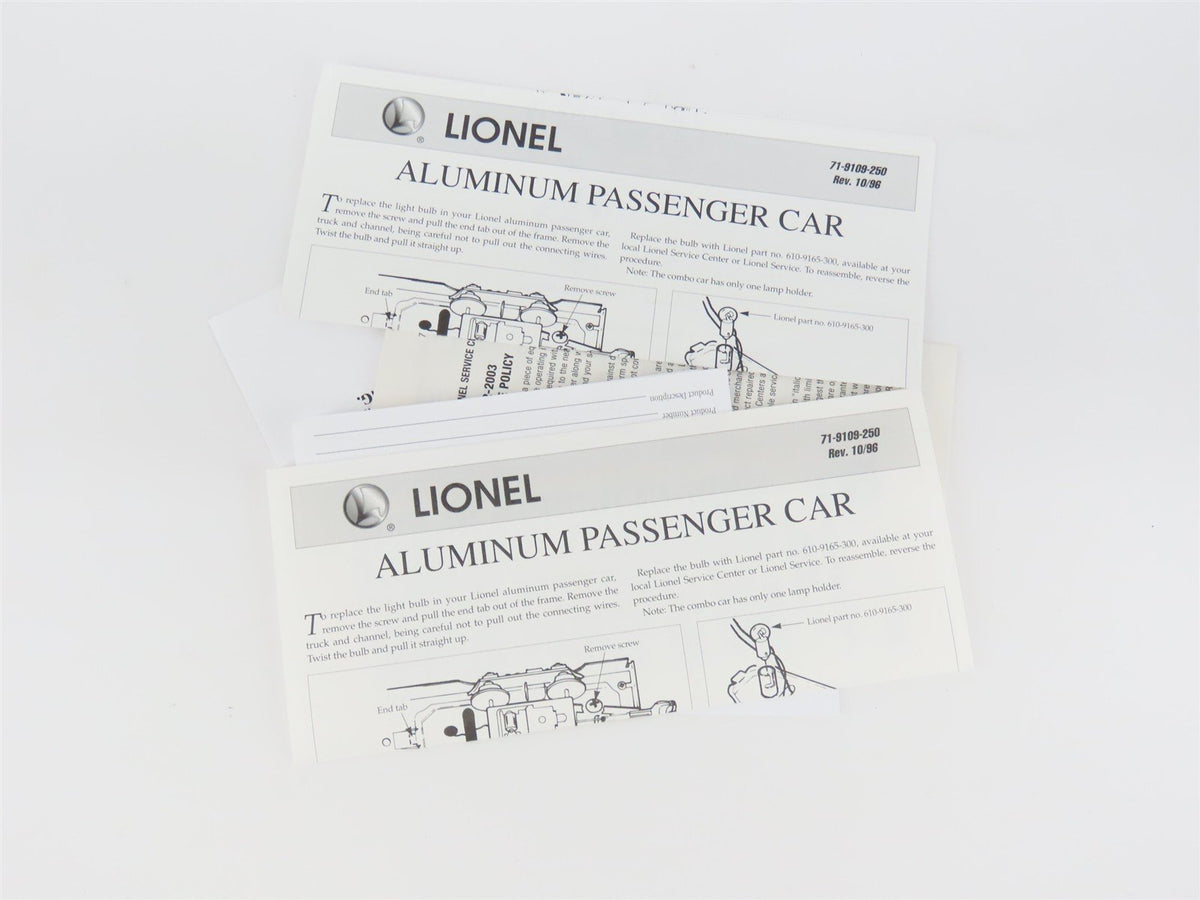 O Gauge 3-Rail Lionel 6-39185 D&amp;RG Rio Grande Aluminum Passenger Car 2 Pack