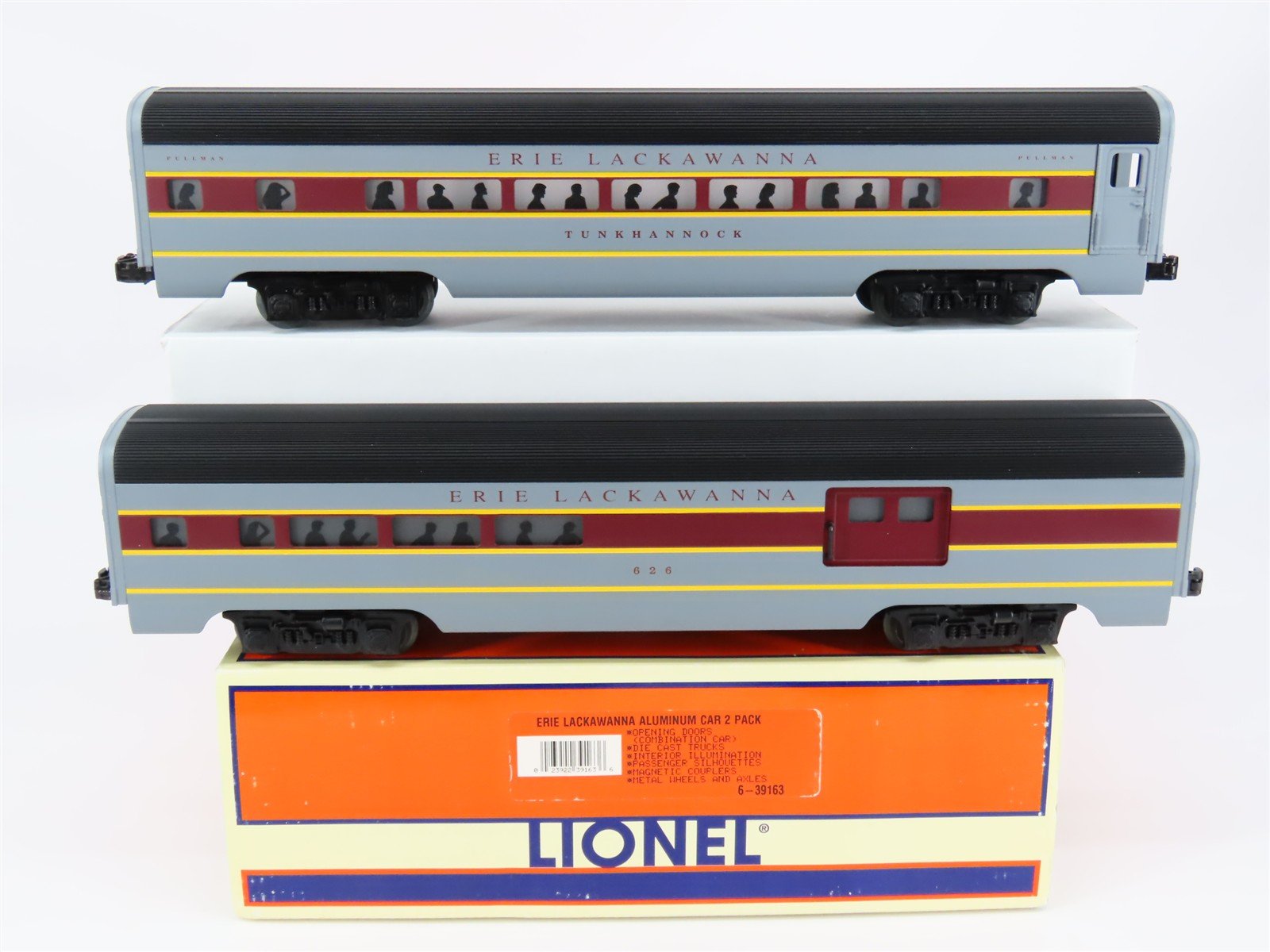 O Gauge 3-Rail Lionel 6-39163 EL Erie Lackawanna Aluminum Passenger 2 Pack