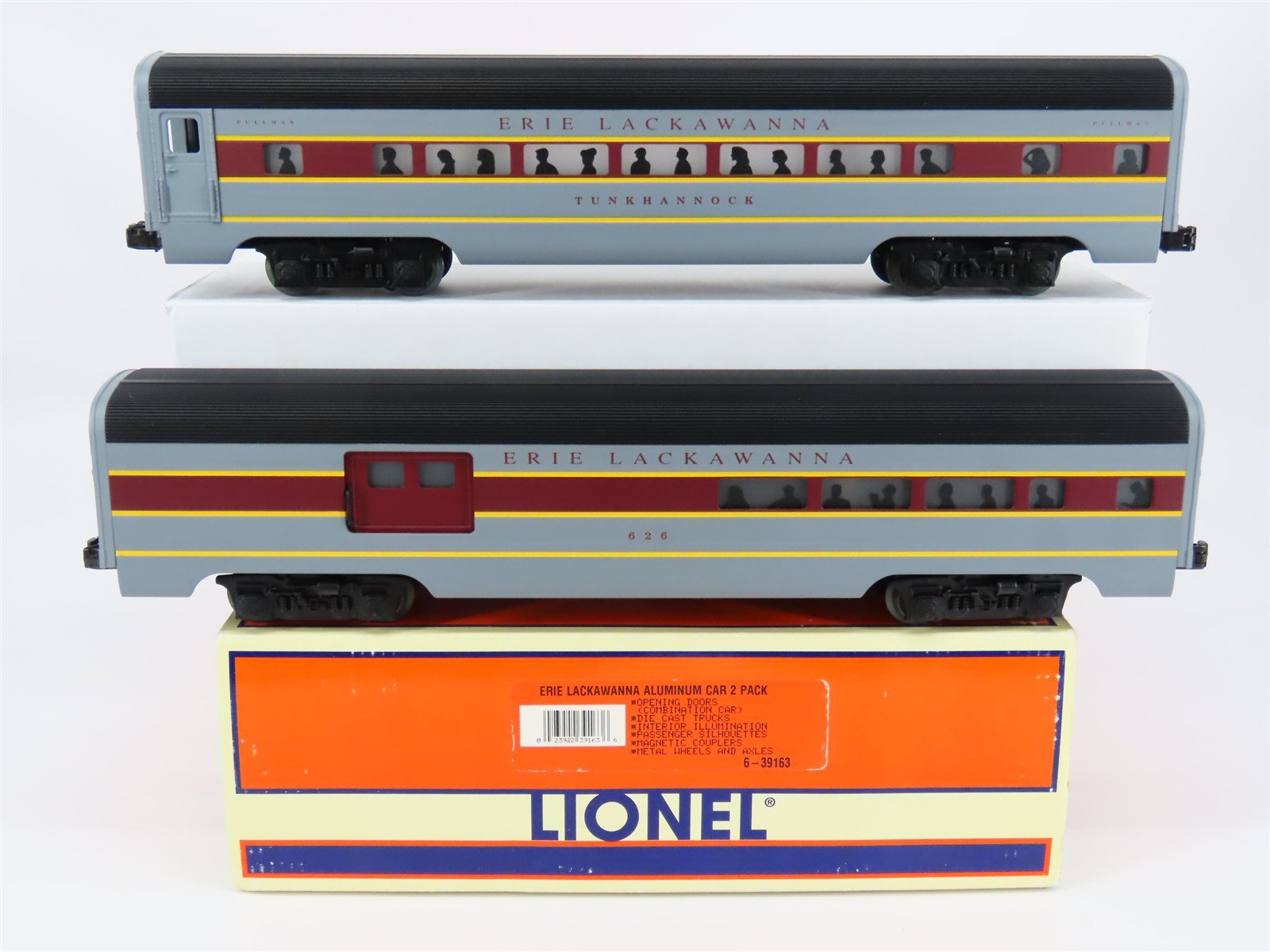 O Gauge 3-Rail Lionel 6-39163 EL Erie Lackawanna Aluminum Passenger 2 Pack