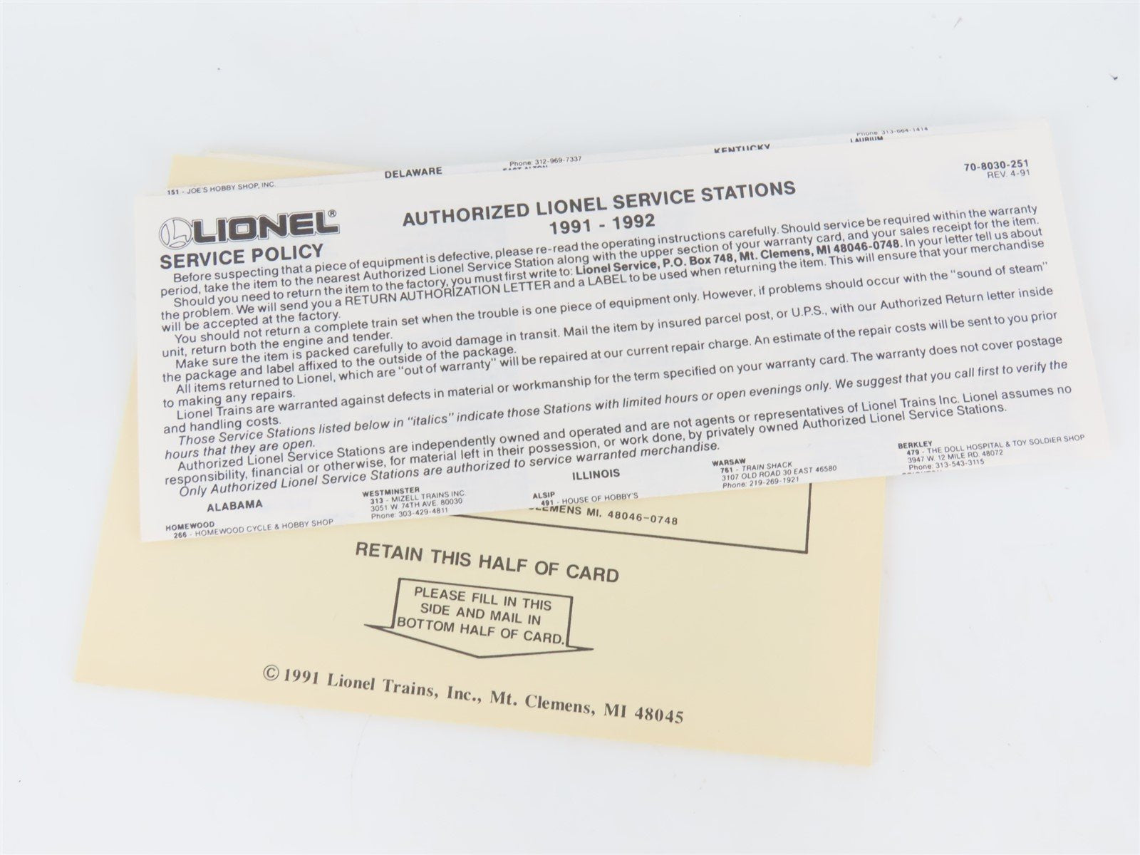 O Gauge 3-Rail Lionel 6-19015 Lionel Lines Madison Passenger #9015 