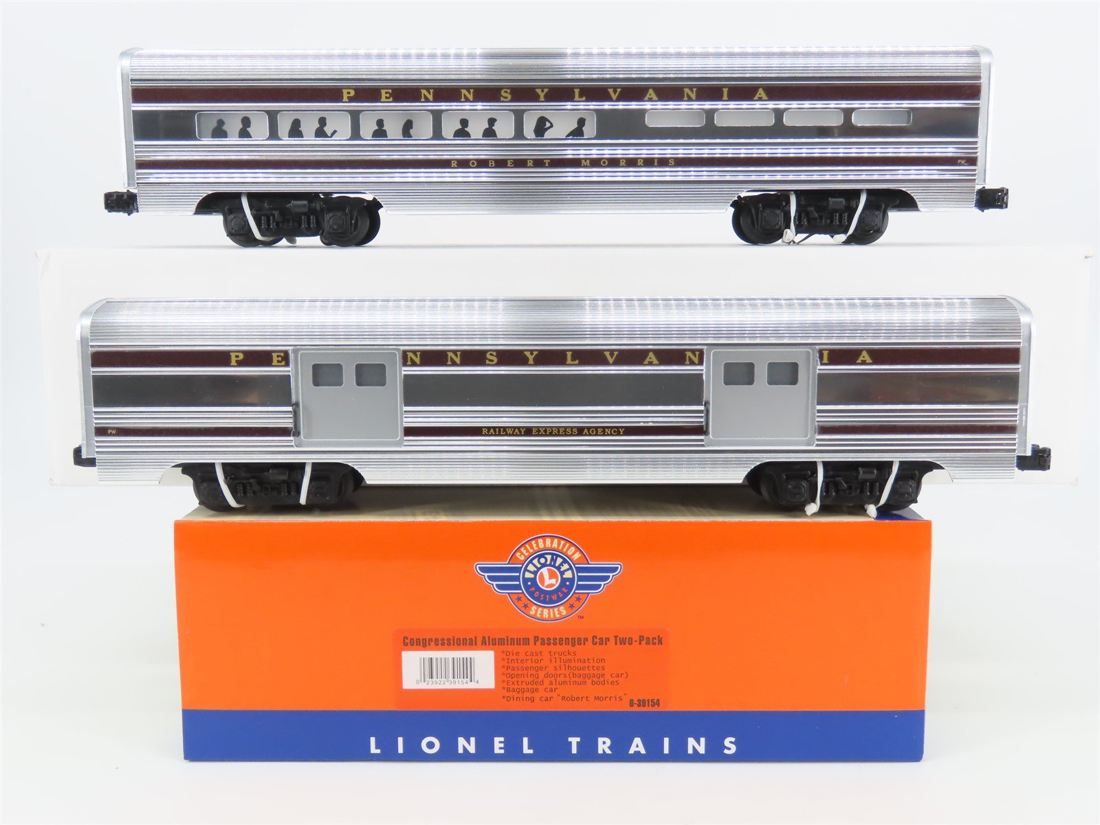 O Gauge 3-Rail Lionel 6-39154 PRR Congressional Aluminum 2-Car Passenger Set