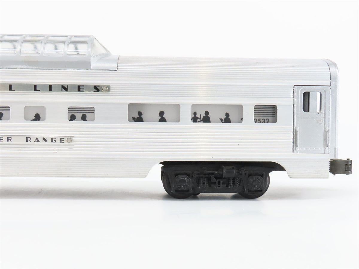 O Gauge 3-Rail Lionel Lines Aluminum Vista-Dome Passenger &quot;Silver Range&quot;