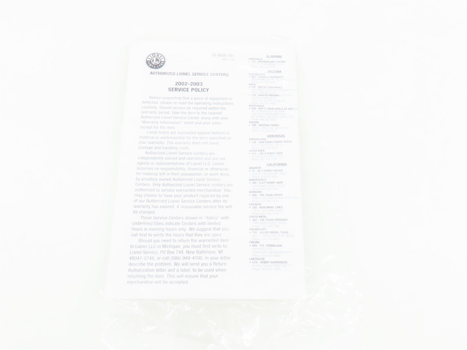 O Gauge 3-Rail Lionel 6-51249 Century Club UP M-1000 Overland Sleeper Passenger