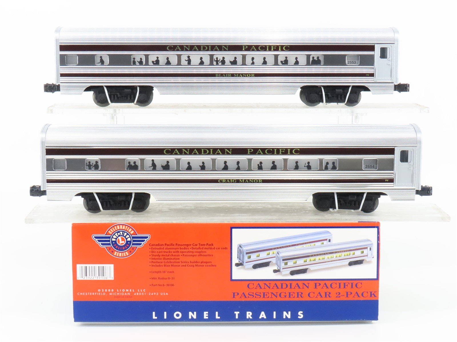 O Gauge 3-Rail Lionel Celebration 6-39106 CP Canadian Pacific Passenger 2-Pack