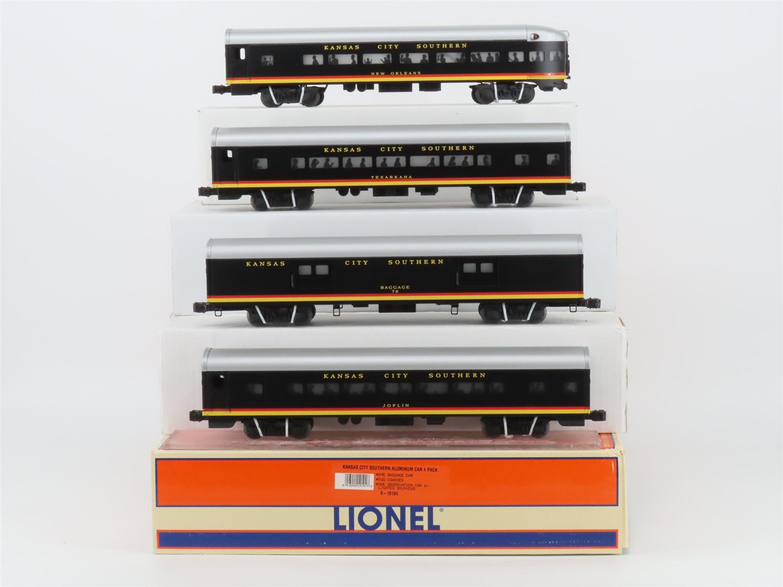 O Gauge 3-Rail Lionel 6-19194 KCS Railway Aluminum Passenger 4-Car Set