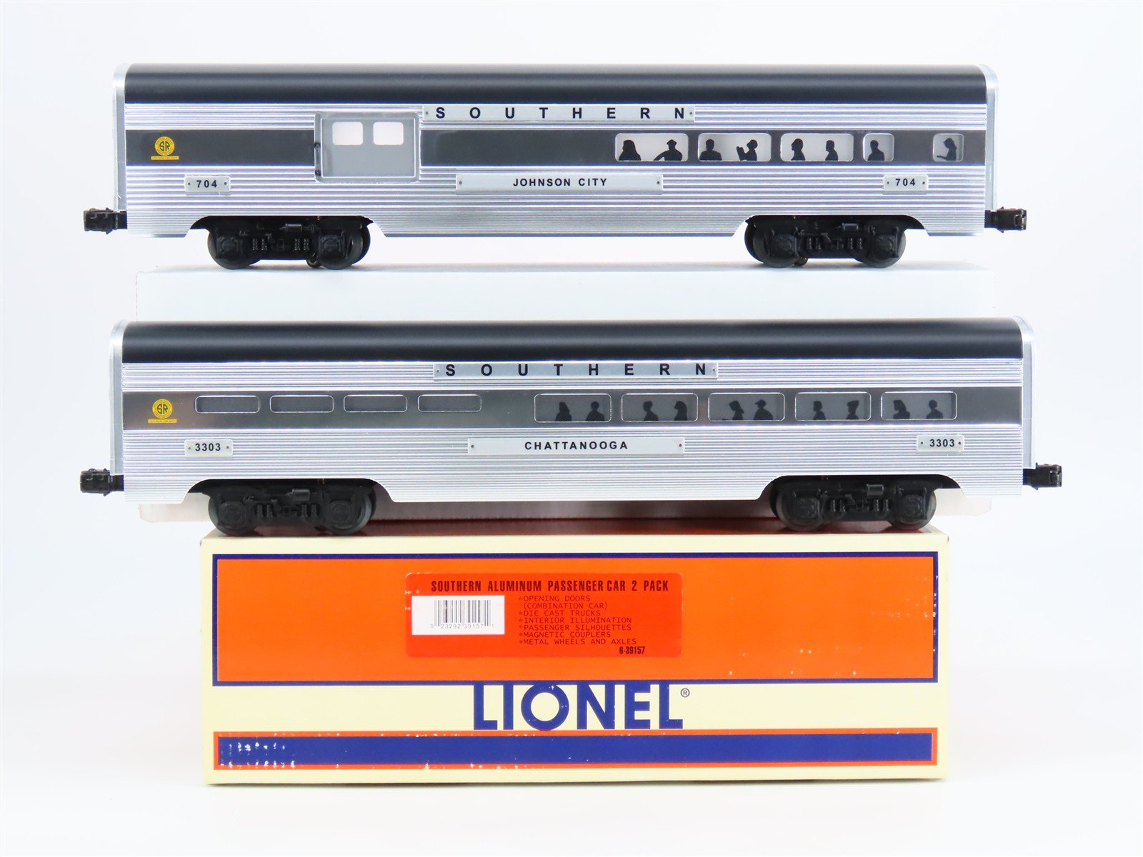 O Gauge 3-Rail Lionel 6-39157 SOU Southern Aluminum Passenger 2 Car Pack