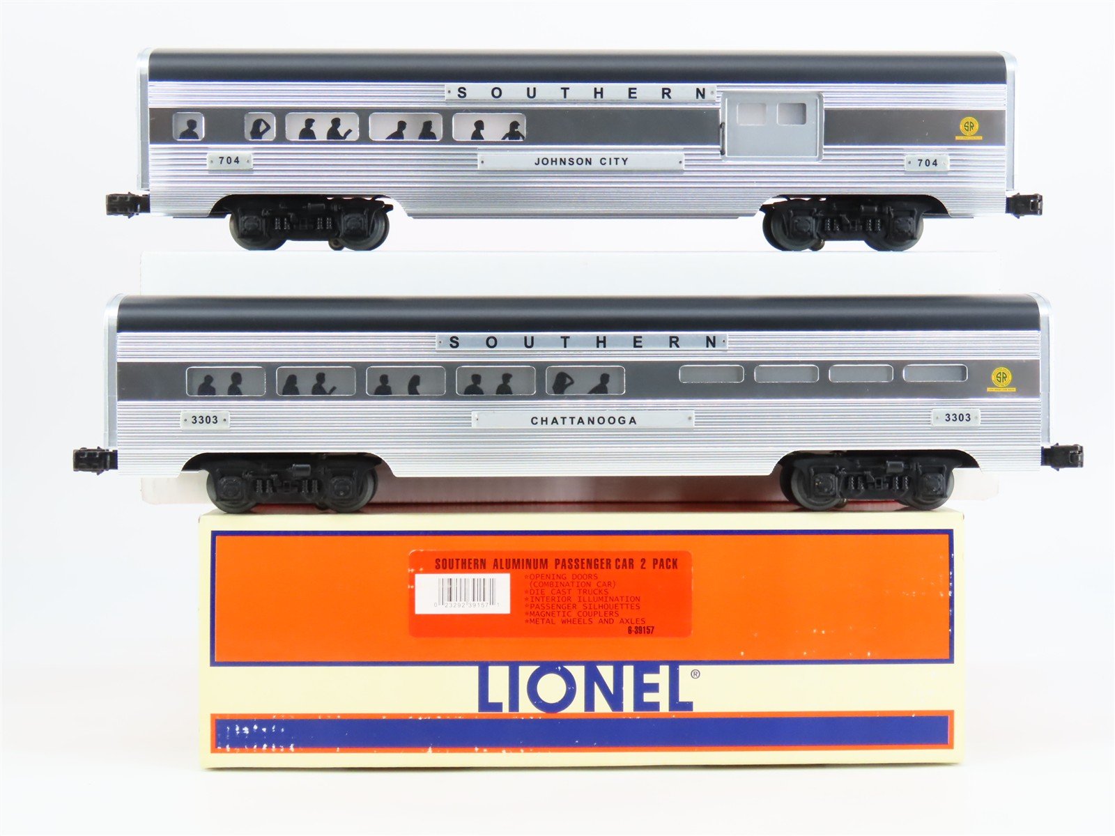 O Gauge 3-Rail Lionel 6-39157 SOU Southern Aluminum Passenger 2 Car Pack