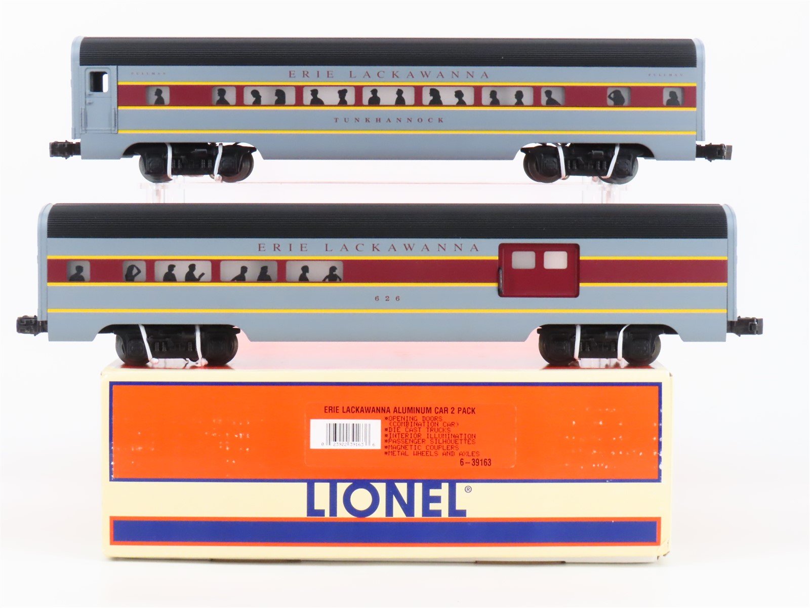 O Gauge 3-Rail Lionel 6-39163 EL Erie Lackawanna Aluminum 2-Car Passenger Pack