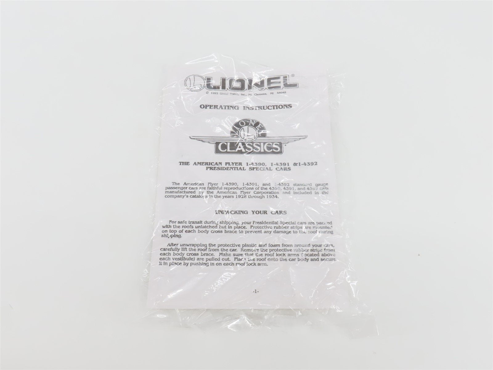 Standard Gauge Lionel 6-13425 I-4390 Presidential Combine Passenger West Point