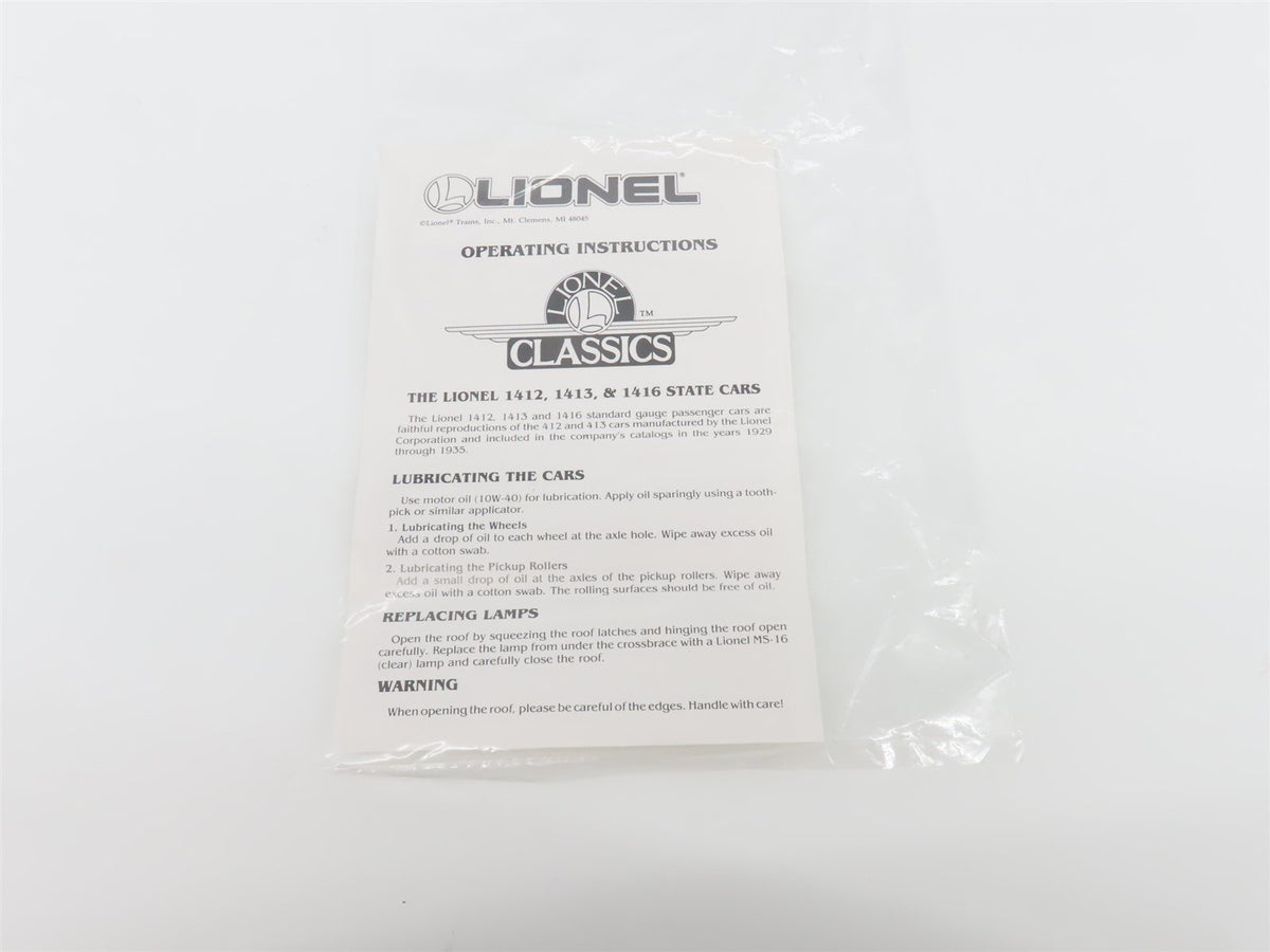 Standard Gauge Lionel 6-13405 Colorado Coach Passenger Car #1413