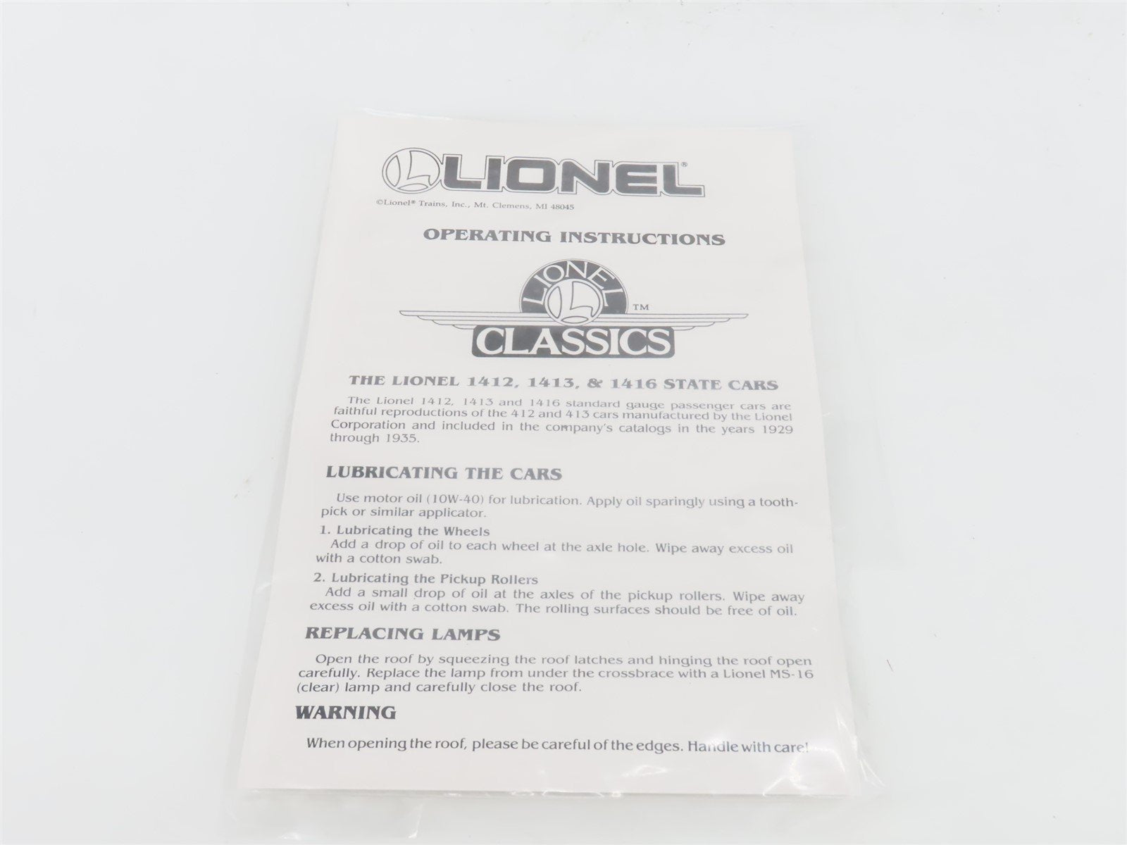 Standard Gauge Lionel 6-13406 New York Observation Passenger Car #1416