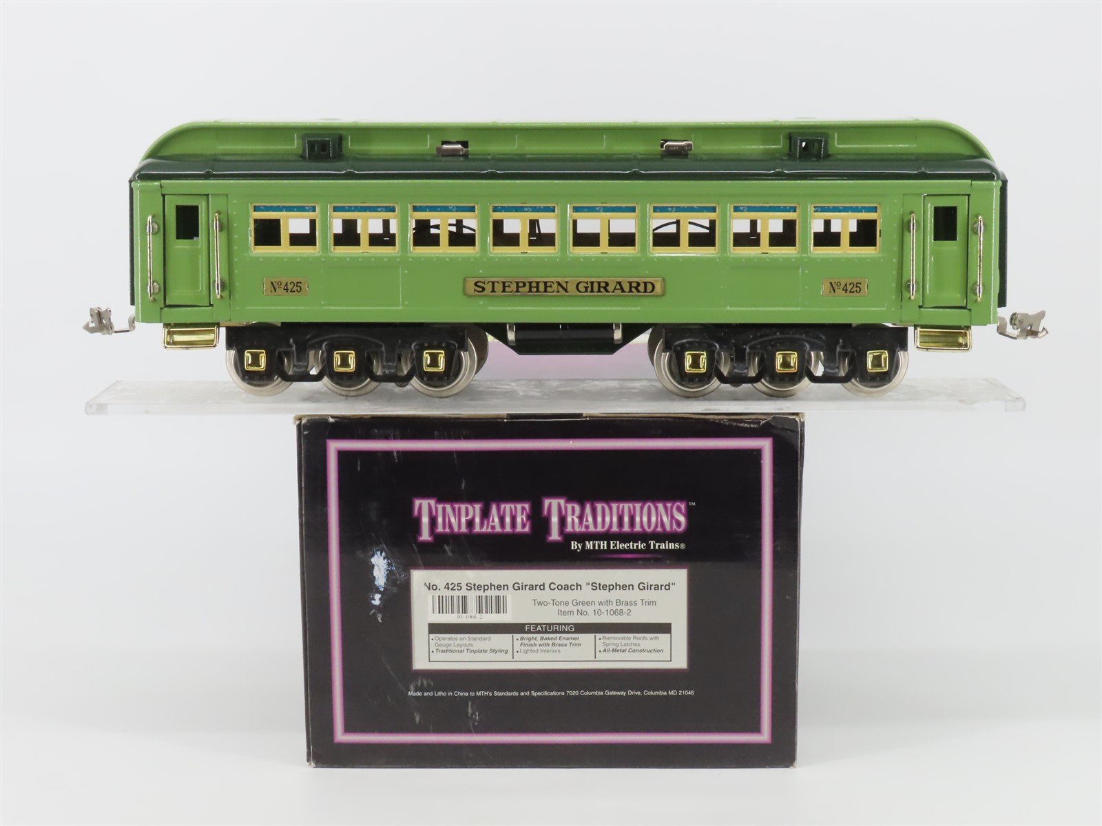 Standard Gauge MTH 10-1068-2 425 Tinplate Stephen Girard Coach Passenger Car